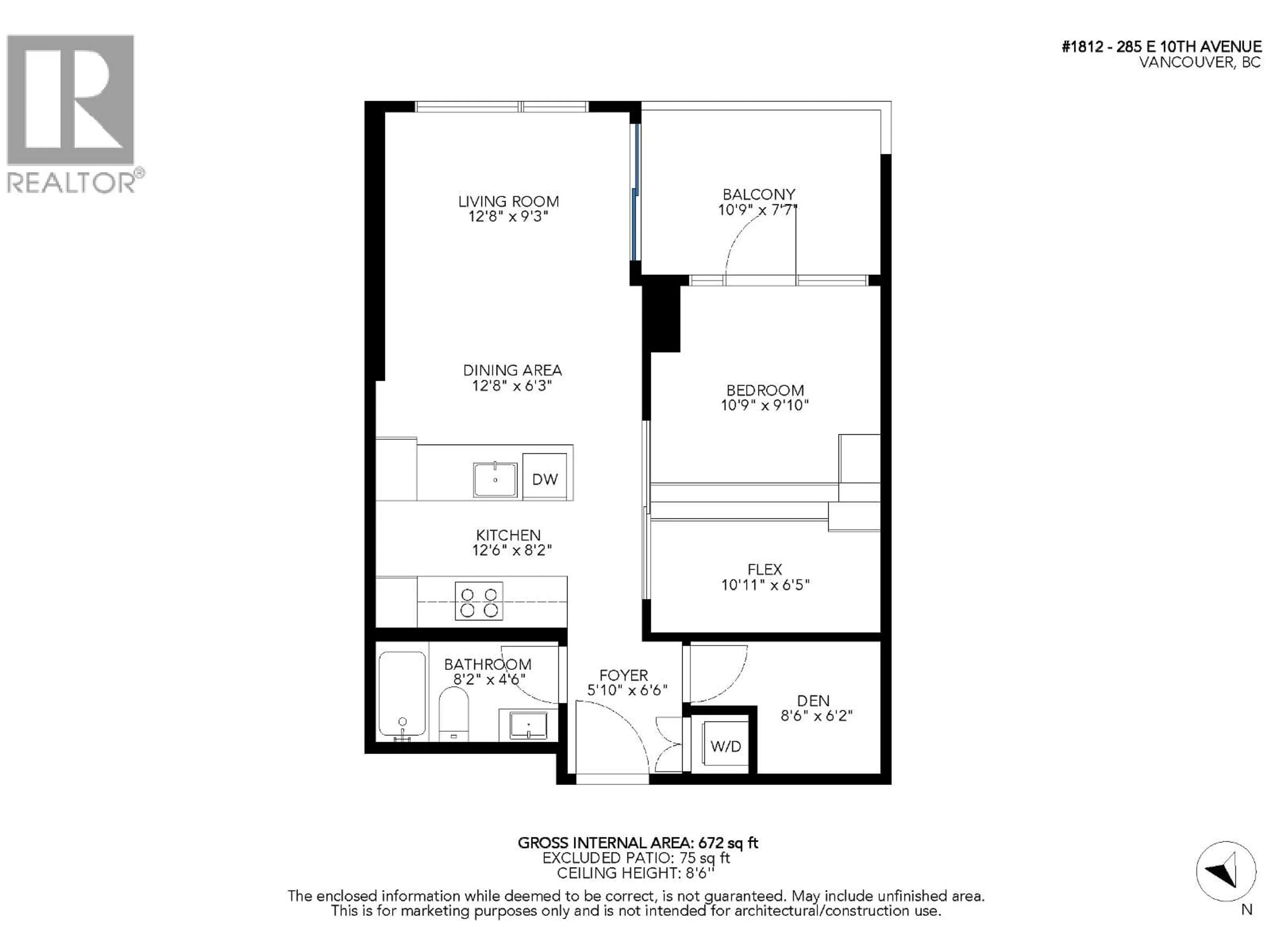 Floor plan for 1812 - 285 10TH AVENUE, Vancouver British Columbia V5T0H6