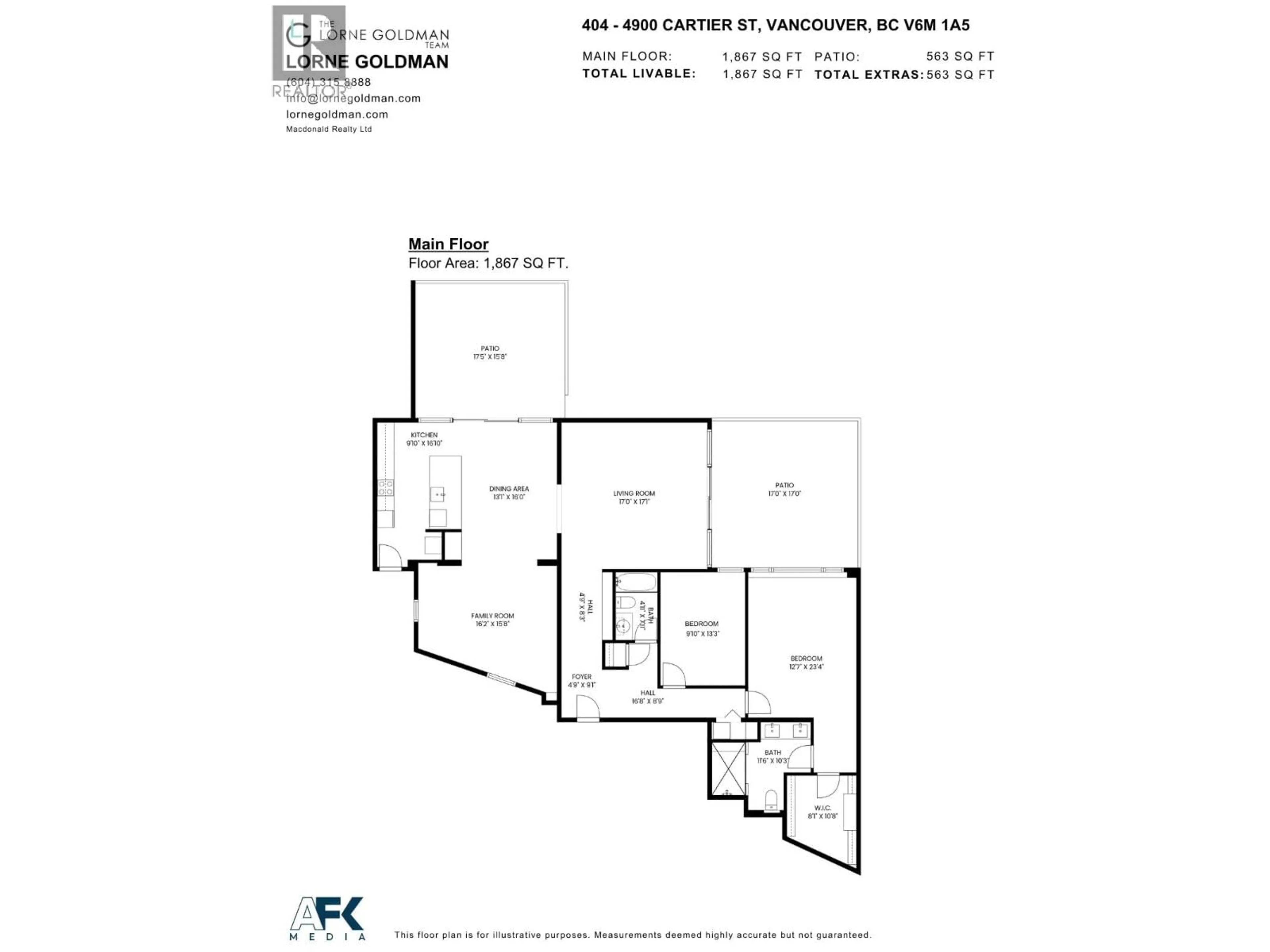 Floor plan for 404 - 4900 CARTIER STREET, Vancouver British Columbia V6M4H2