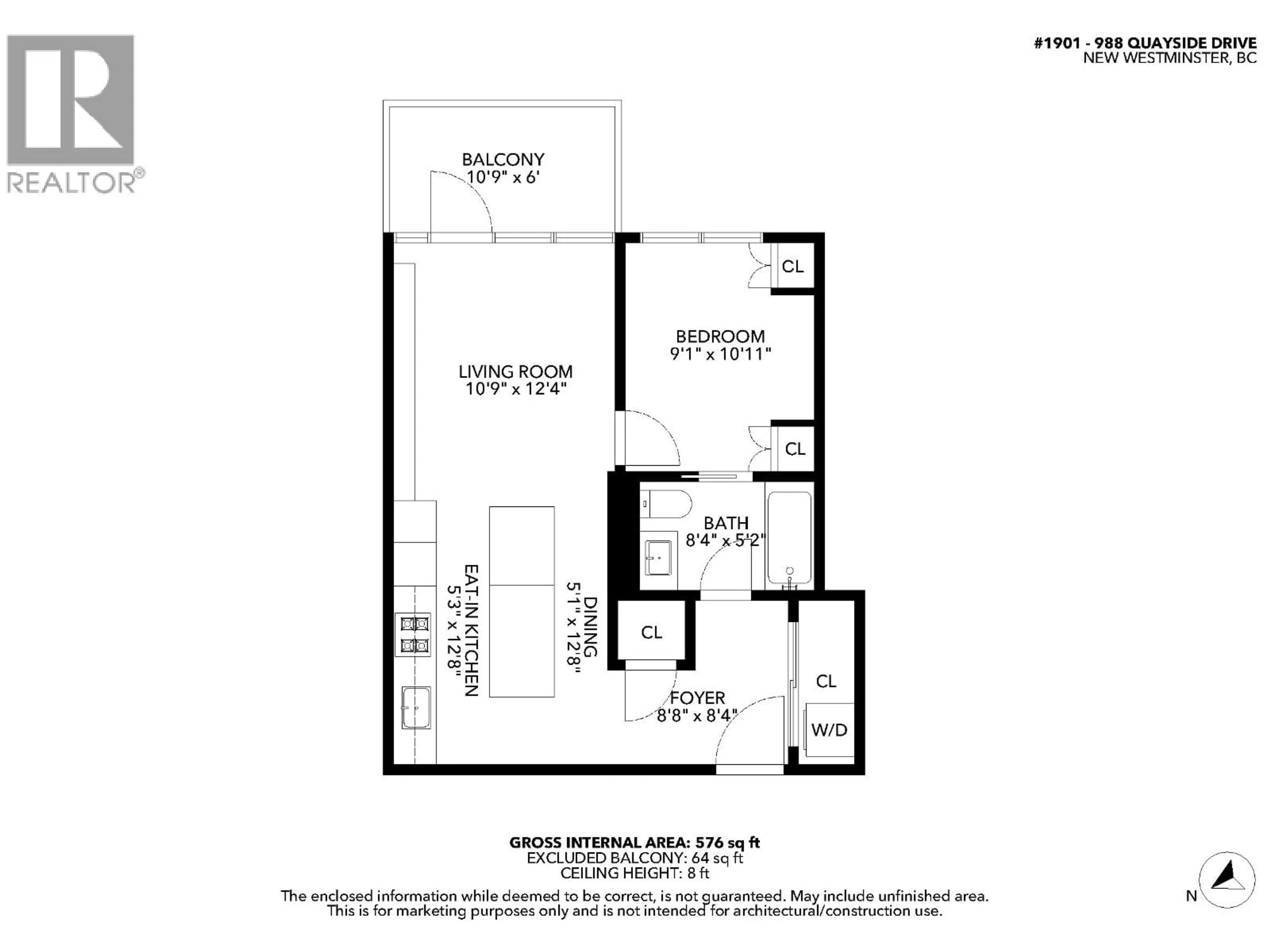Floor plan for 1901 - 988 QUAYSIDE DRIVE, New Westminster British Columbia V3M0L5