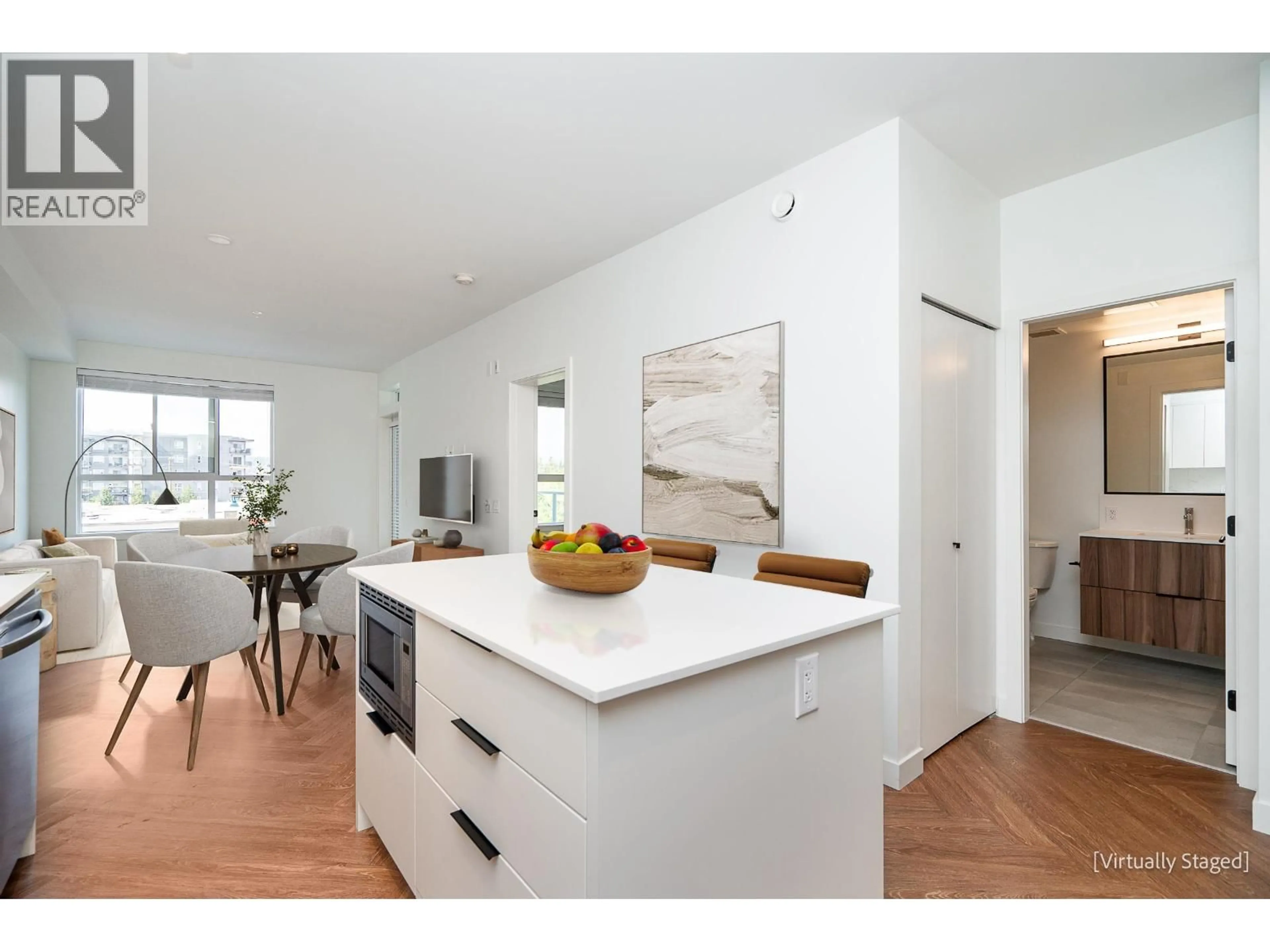 Open concept kitchen, wood/laminate floor for 307 - 3229 ST JOHNS STREET, Port Moody British Columbia V3H0M4