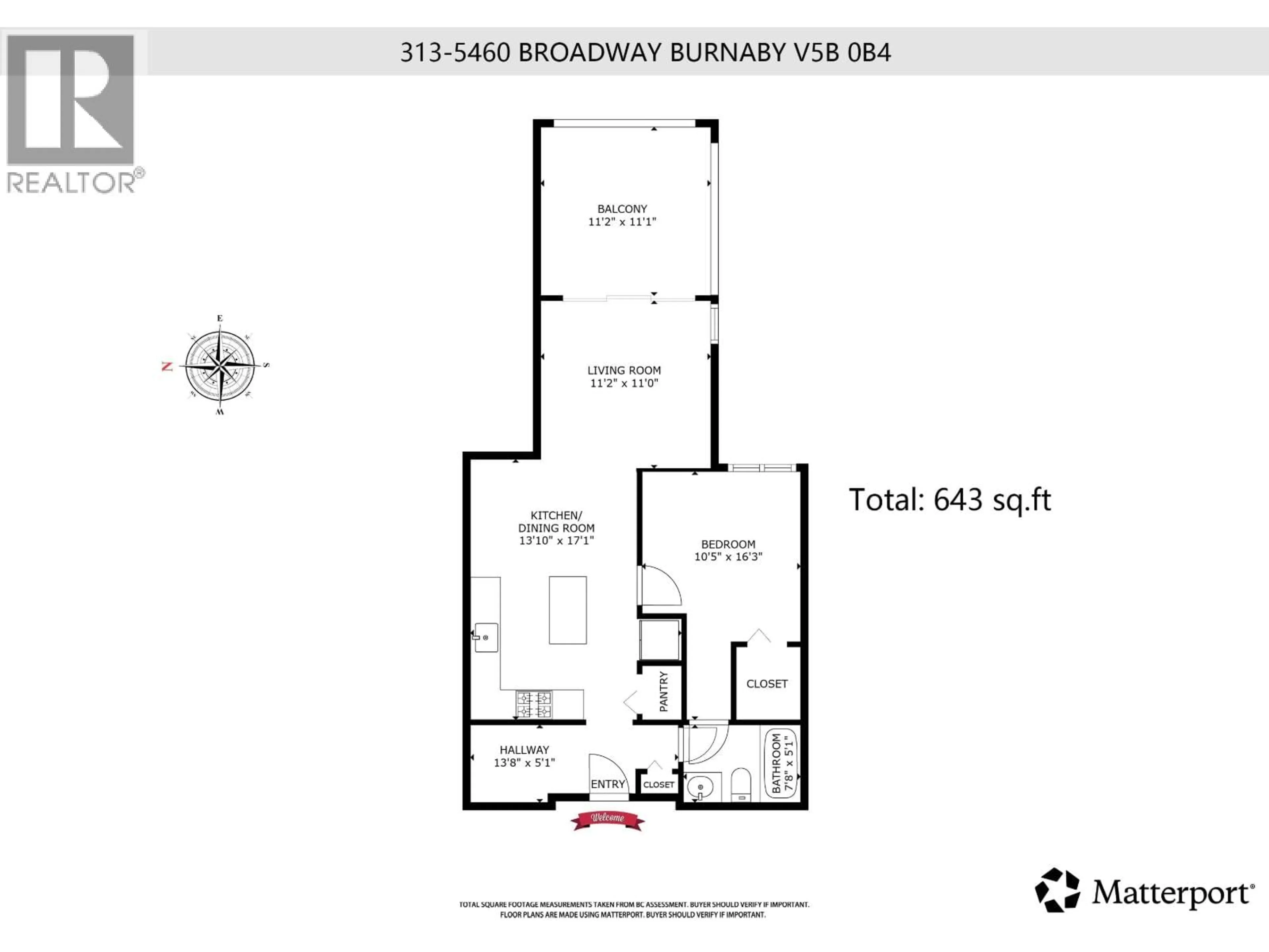 Floor plan for 313 - 5460 BROADWAY STREET, Burnaby British Columbia V5B0B4