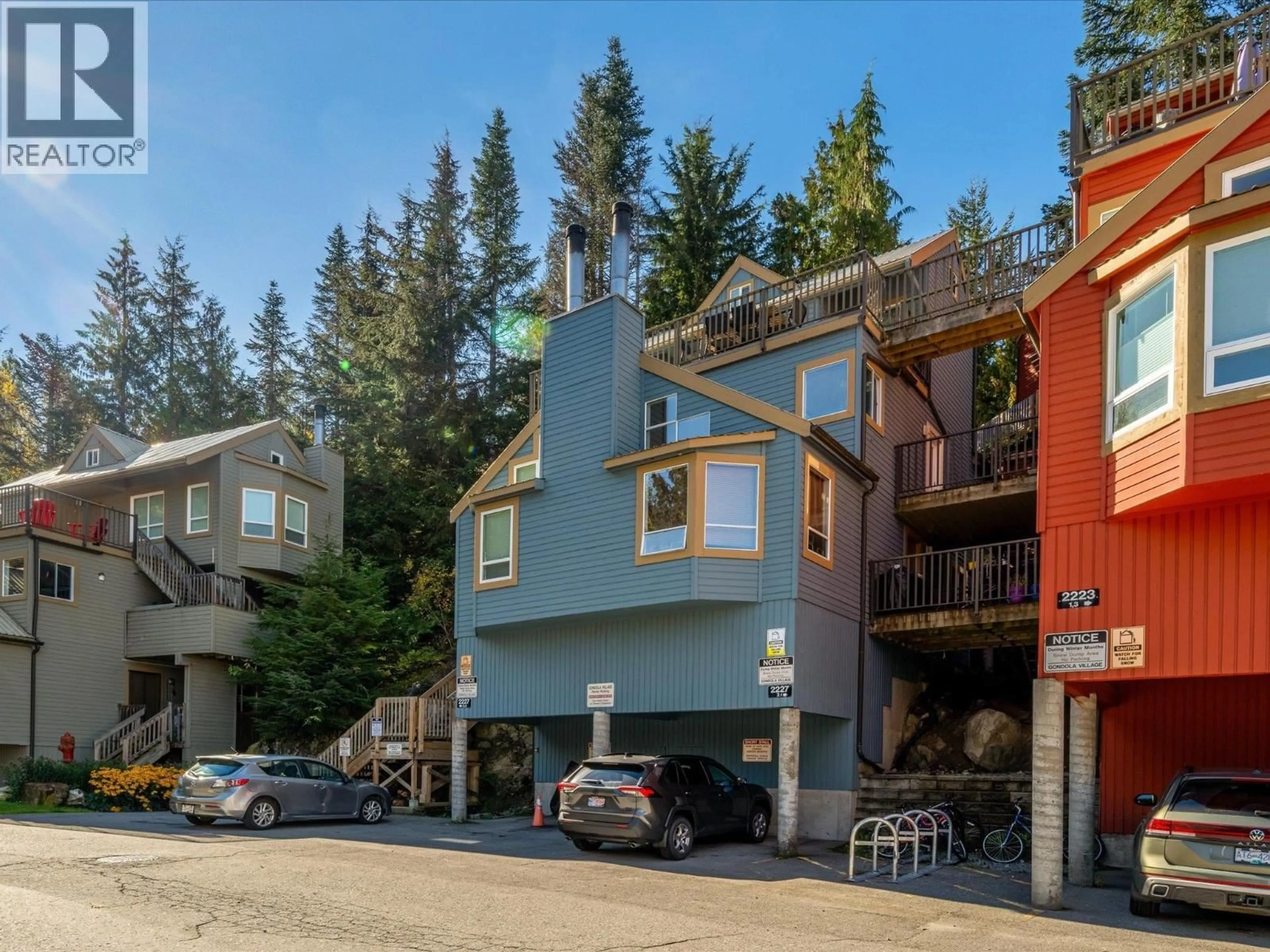 A pic from outside/outdoor area/front of a property/back of a property/a pic from drone, street for 4 - 2227 SAPPORO DRIVE, Whistler British Columbia V8E0B5
