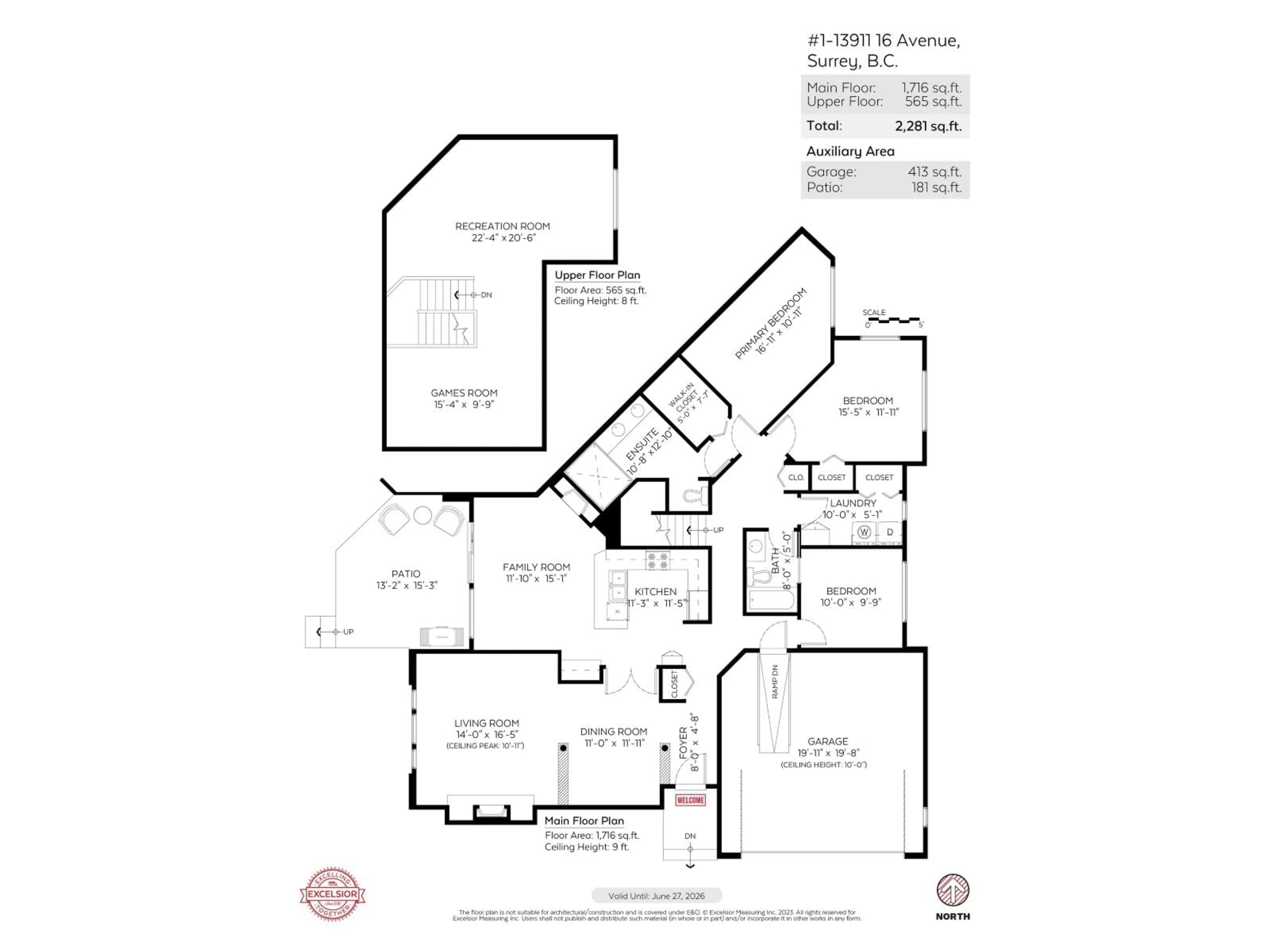 Floor plan for 1 - 13911 16, Surrey British Columbia V4A1P8