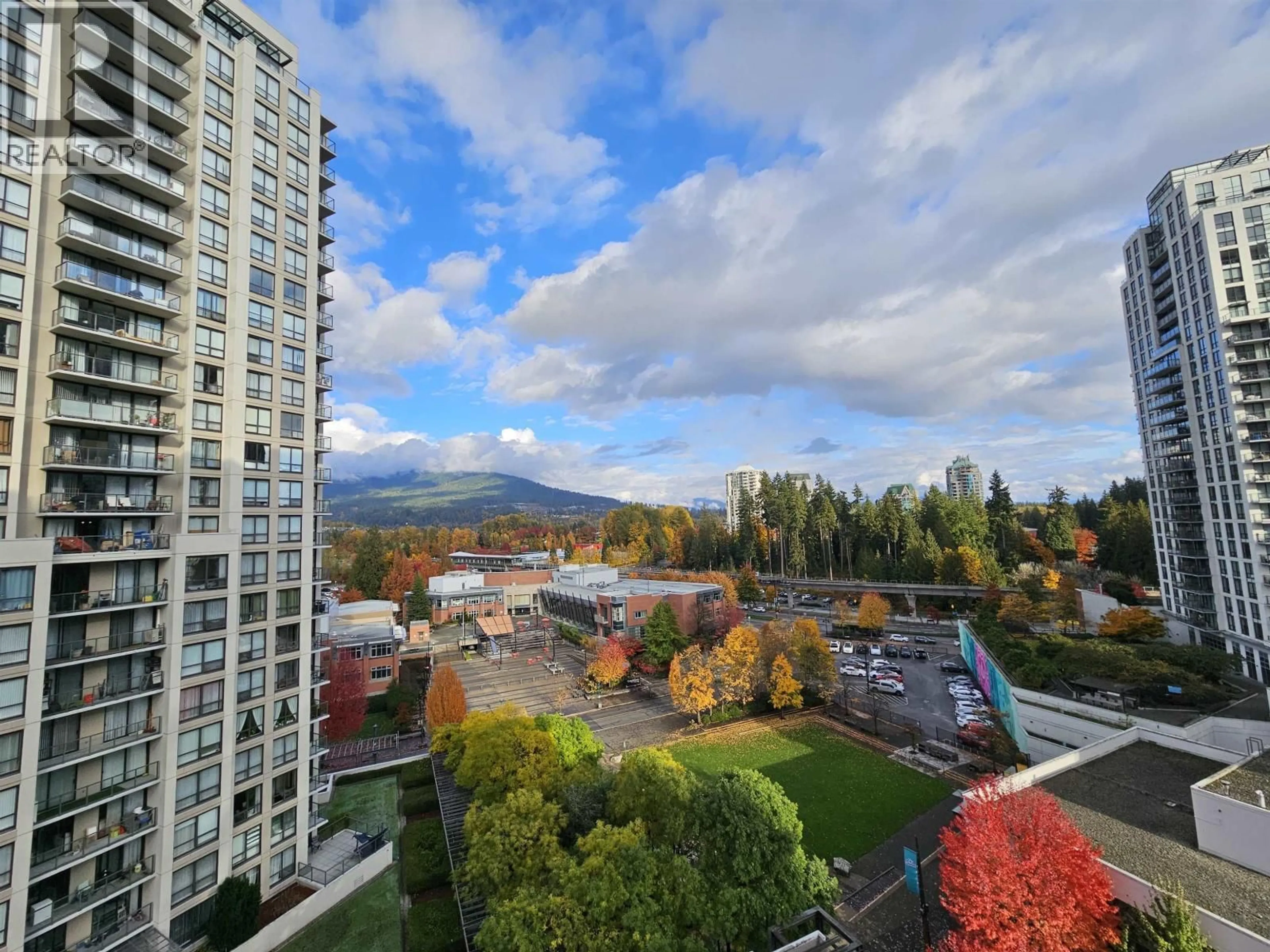 A pic from outside/outdoor area/front of a property/back of a property/a pic from drone, city buildings view from balcony for 1406 - 1185 THE HIGH STREET, Coquitlam British Columbia V3B0A9
