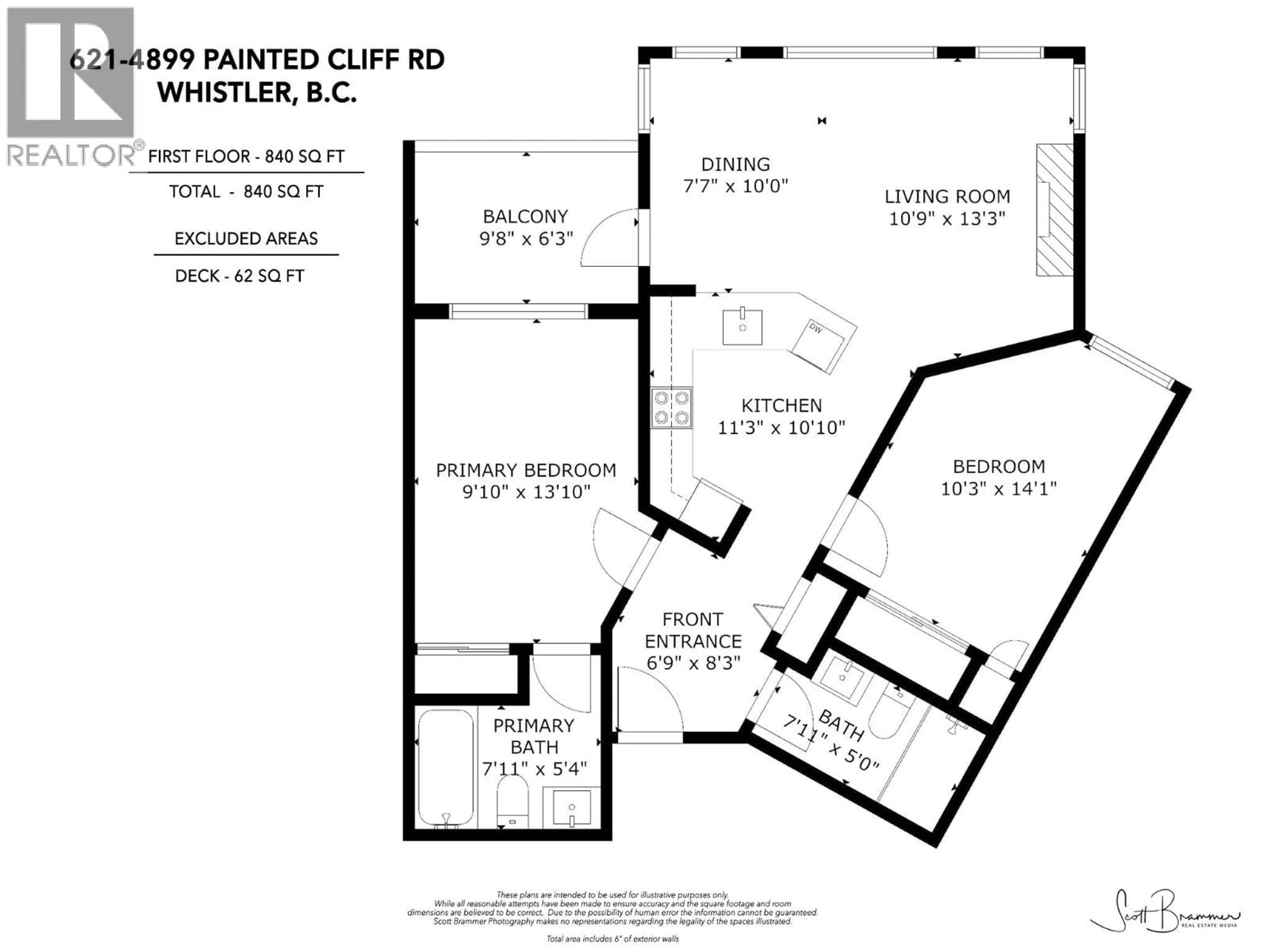 Floor plan for 621 - 4899 PAINTED CLIFF ROAD, Whistler British Columbia V8E1E2