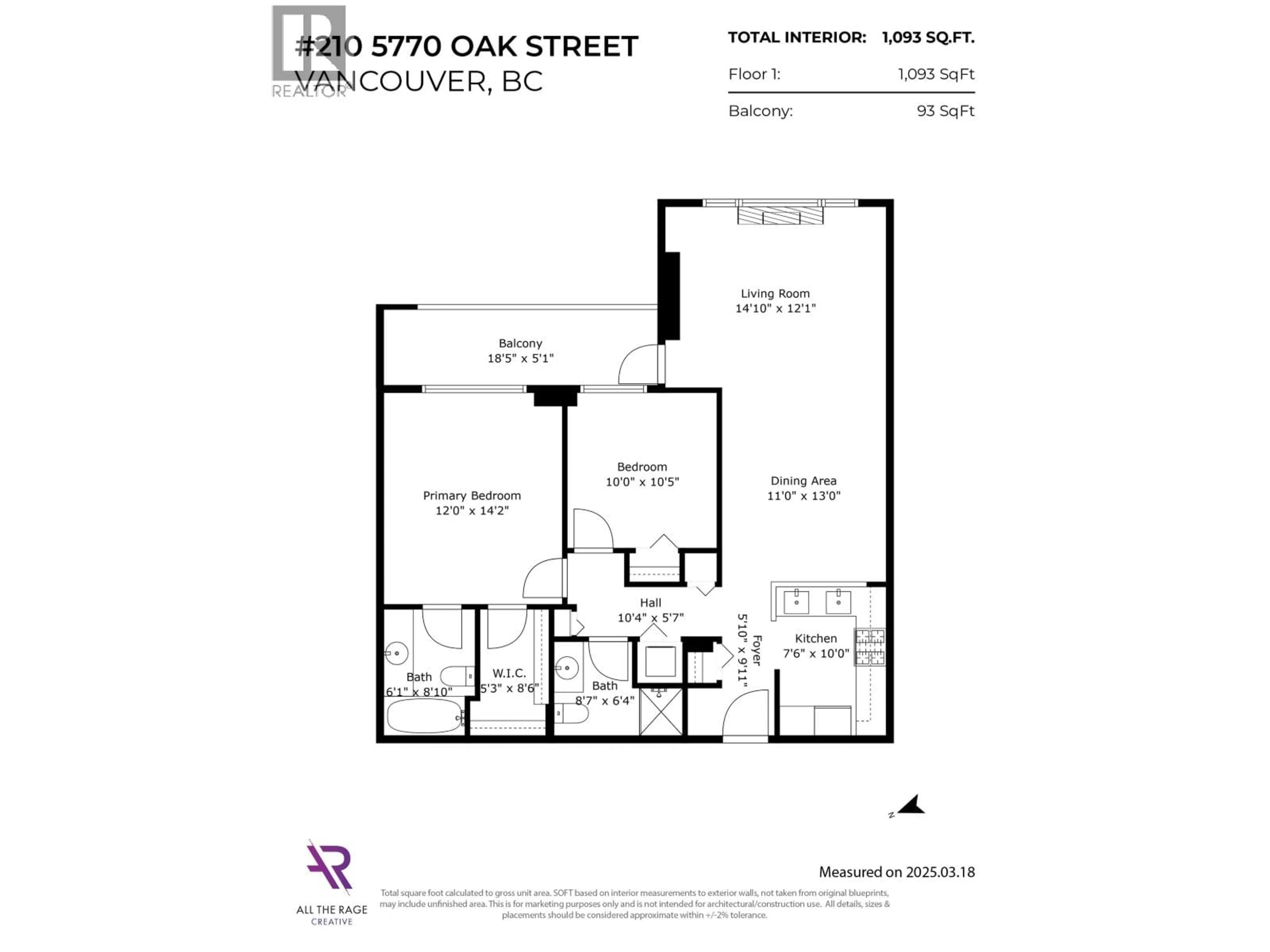 Floor plan for 210 - 5770 OAK STREET, Vancouver British Columbia V6M2V9
