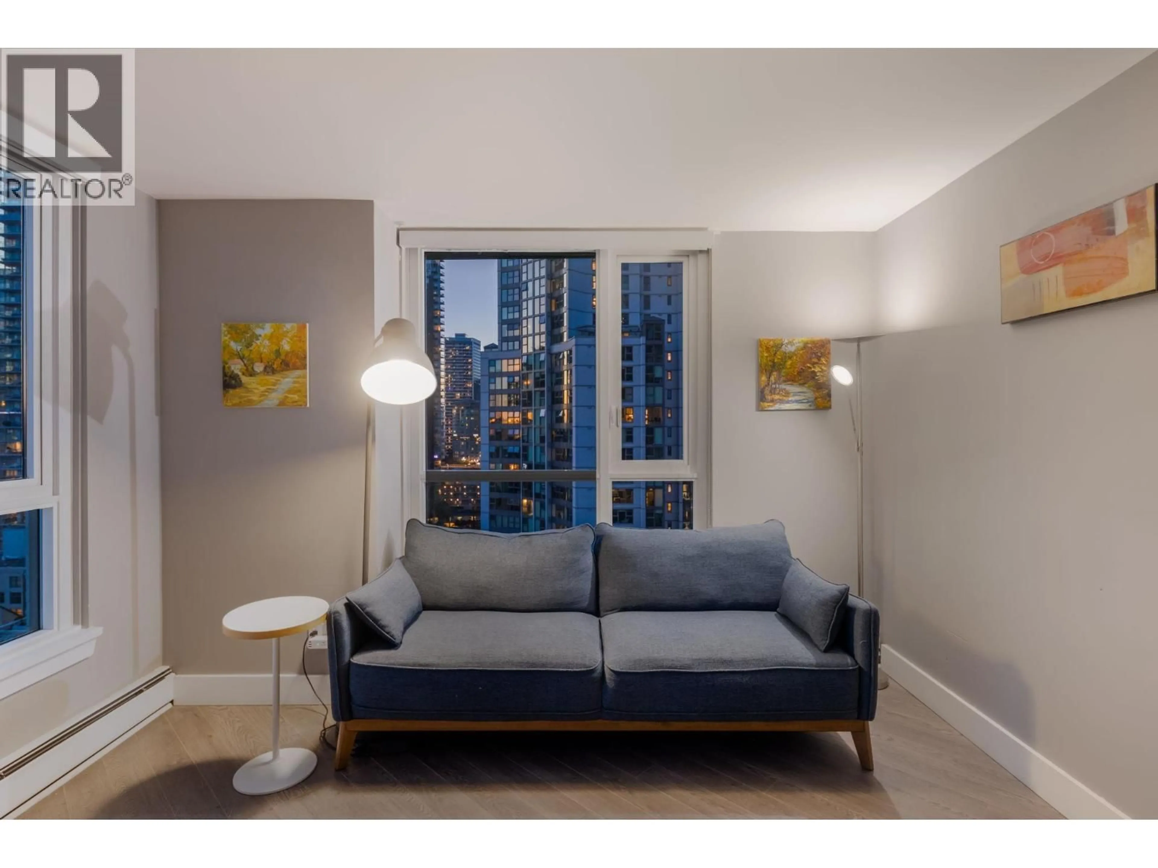 Living room with furniture, wood/laminate floor for 2101 - 388 DRAKE STREET, Vancouver British Columbia V6B6A8