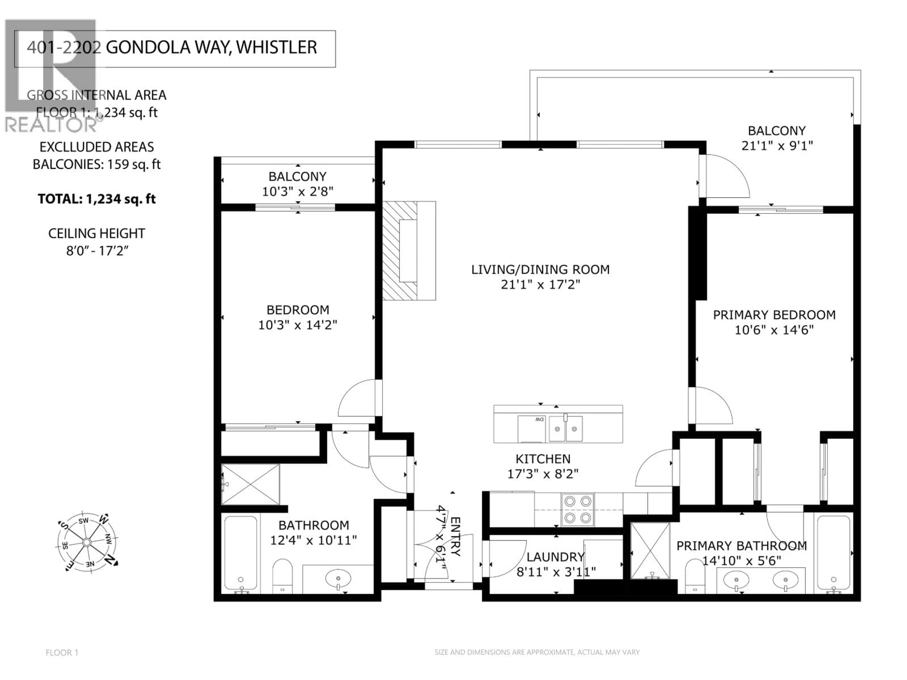 Floor plan for 401 - 2202 GONDOLA WAY, Whistler British Columbia V8E0M7