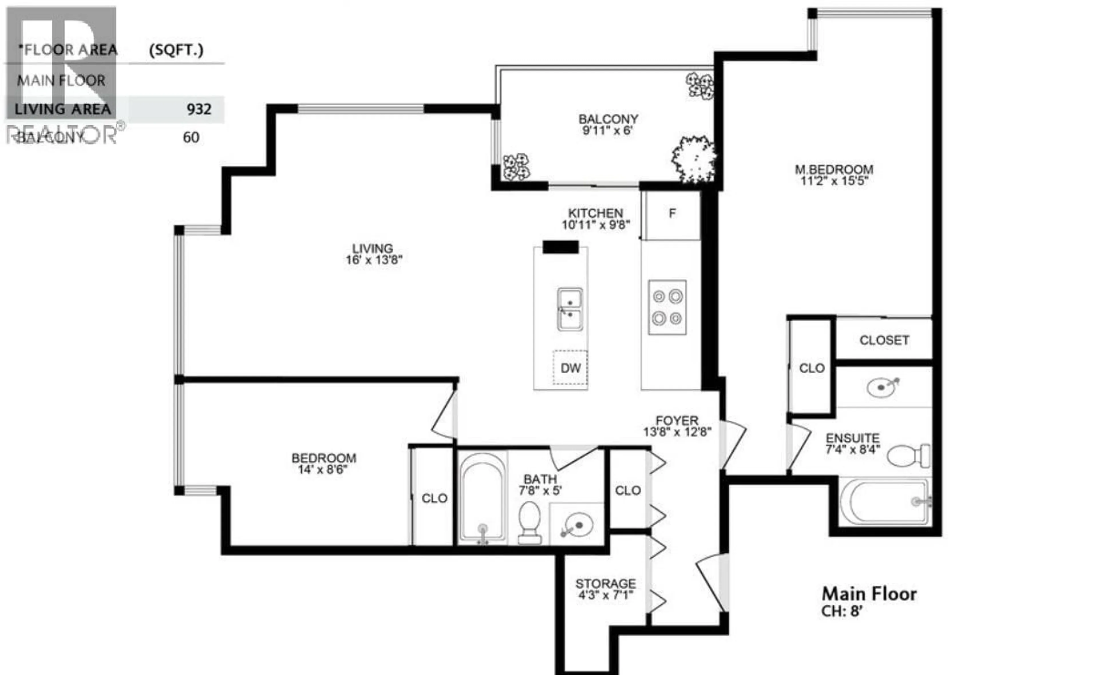Floor plan for 2206 - 1238 MELVILLE AVENUE, Vancouver British Columbia V6E4N2