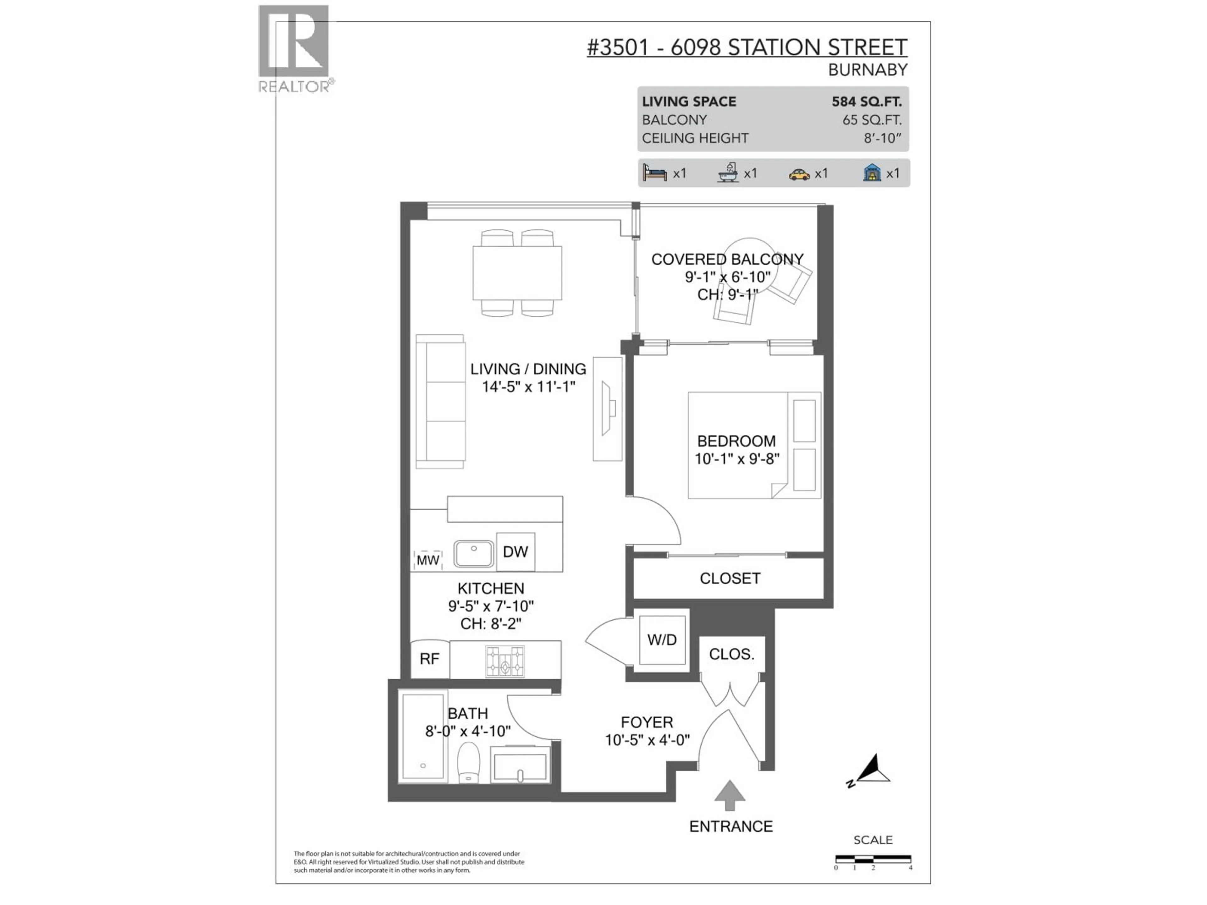Floor plan for 3501 - 6098 STATION STREET, Burnaby British Columbia V5H0H4