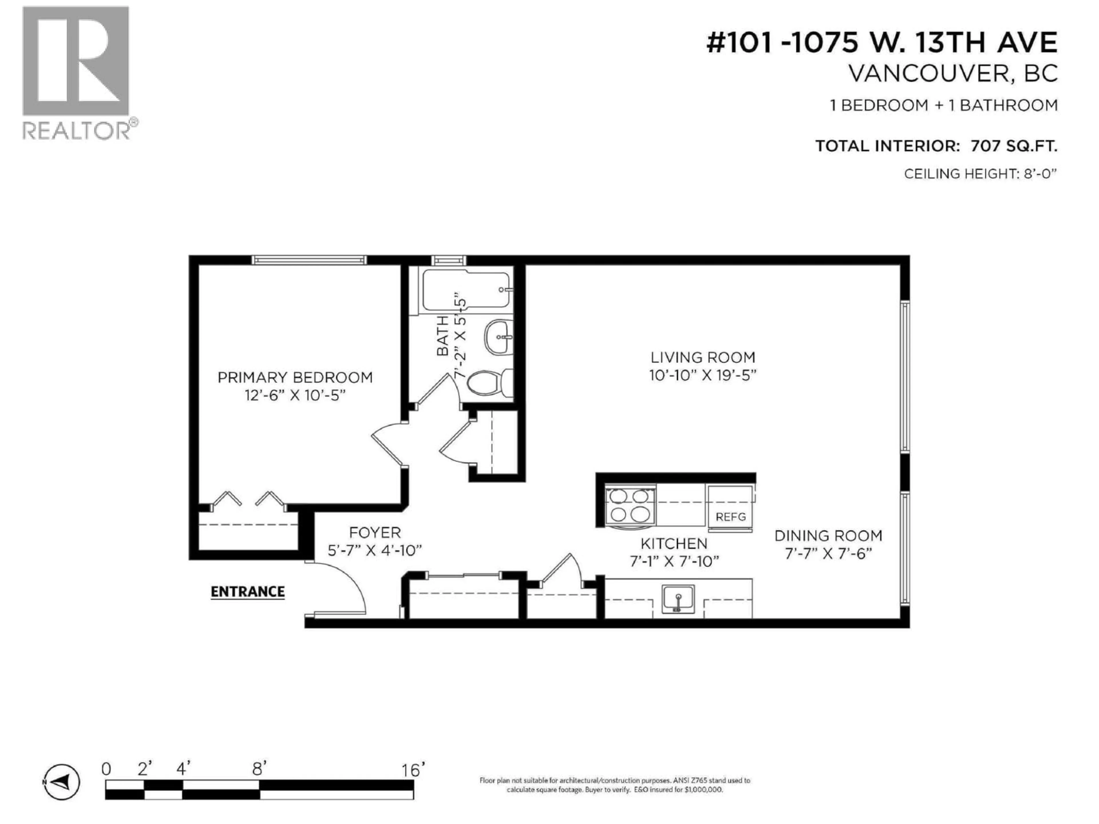 Floor plan for 101 - 1075 13TH AVENUE, Vancouver British Columbia V6H1N1