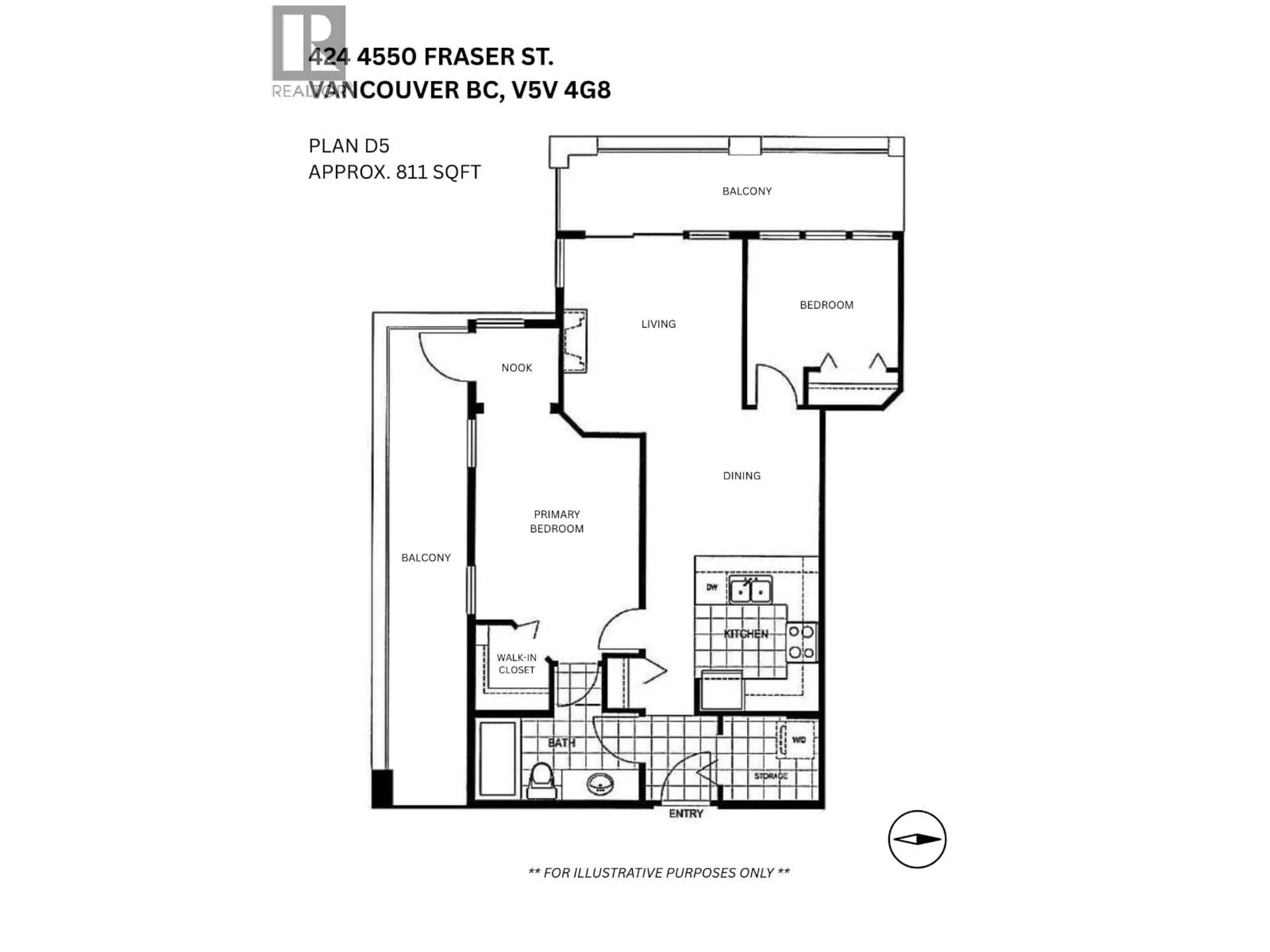 Floor plan for 424 - 4550 FRASER STREET, Vancouver British Columbia V5V4G8