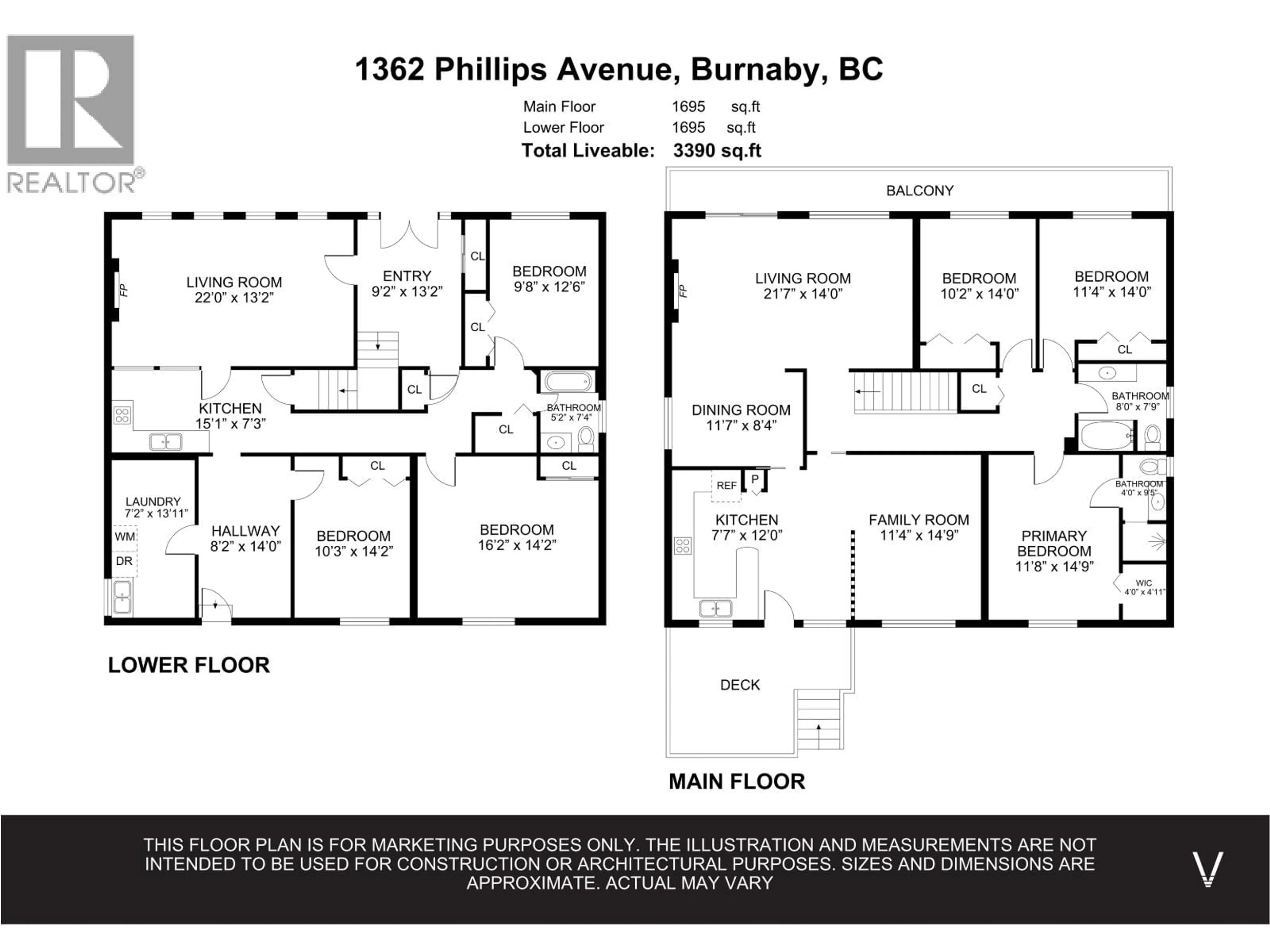 Floor plan for 1362 PHILLIPS AVENUE, Burnaby British Columbia V5A3Z3