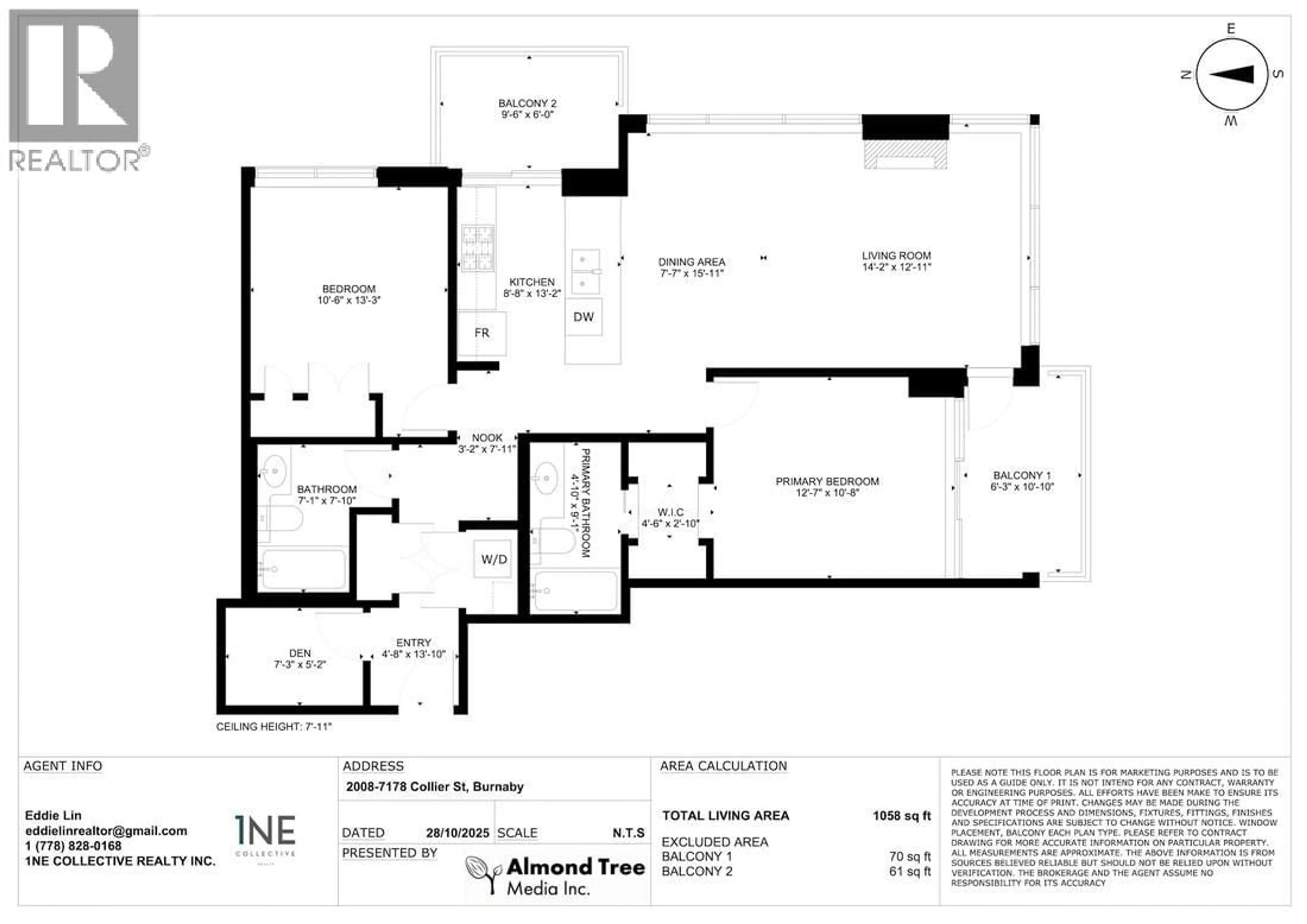 Floor plan for 2008 - 7178 COLLIER STREET, Burnaby British Columbia V5E4N7