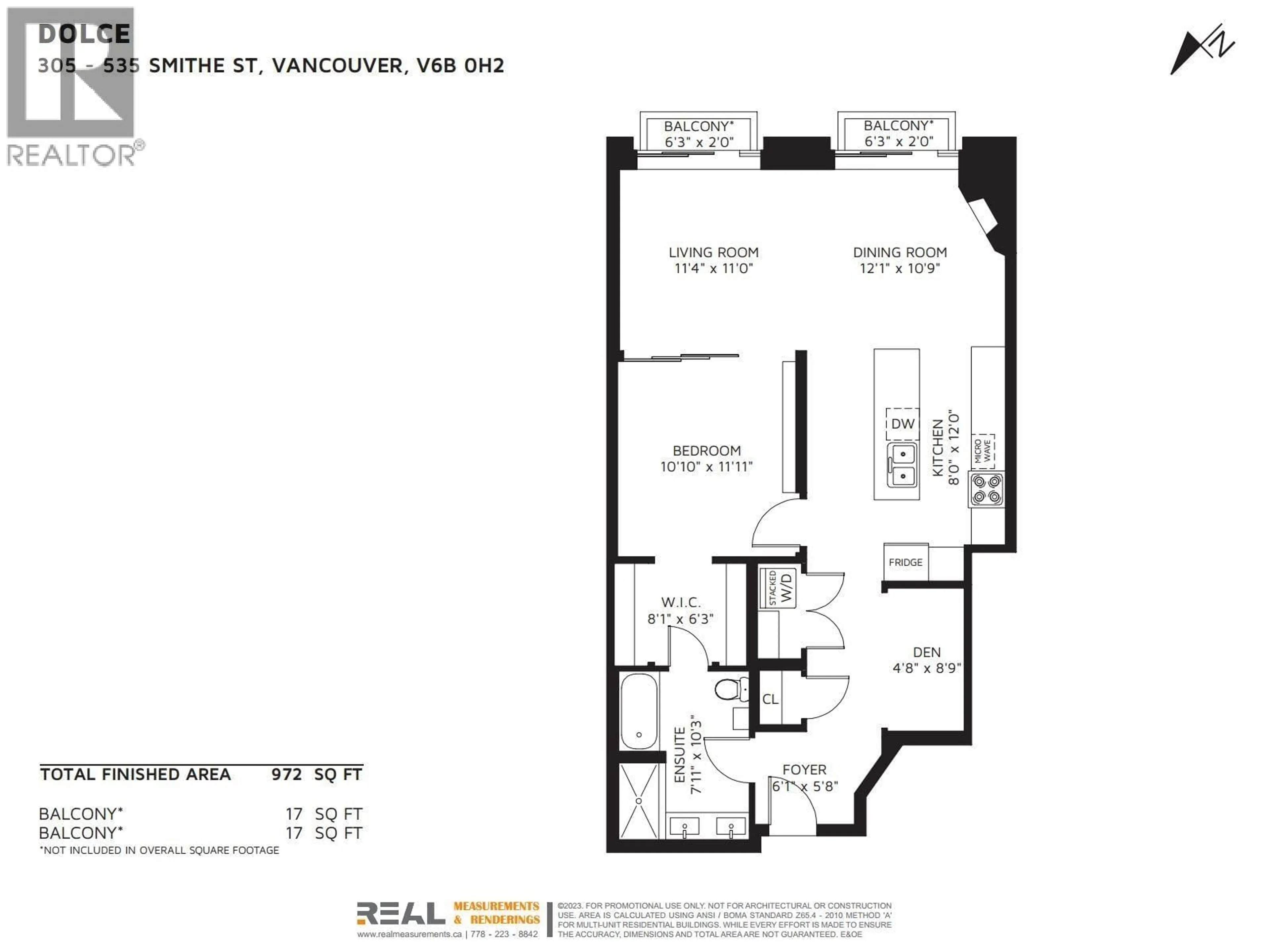 Floor plan for 305 - 535 SMITHE STREET, Vancouver British Columbia V6B0H2