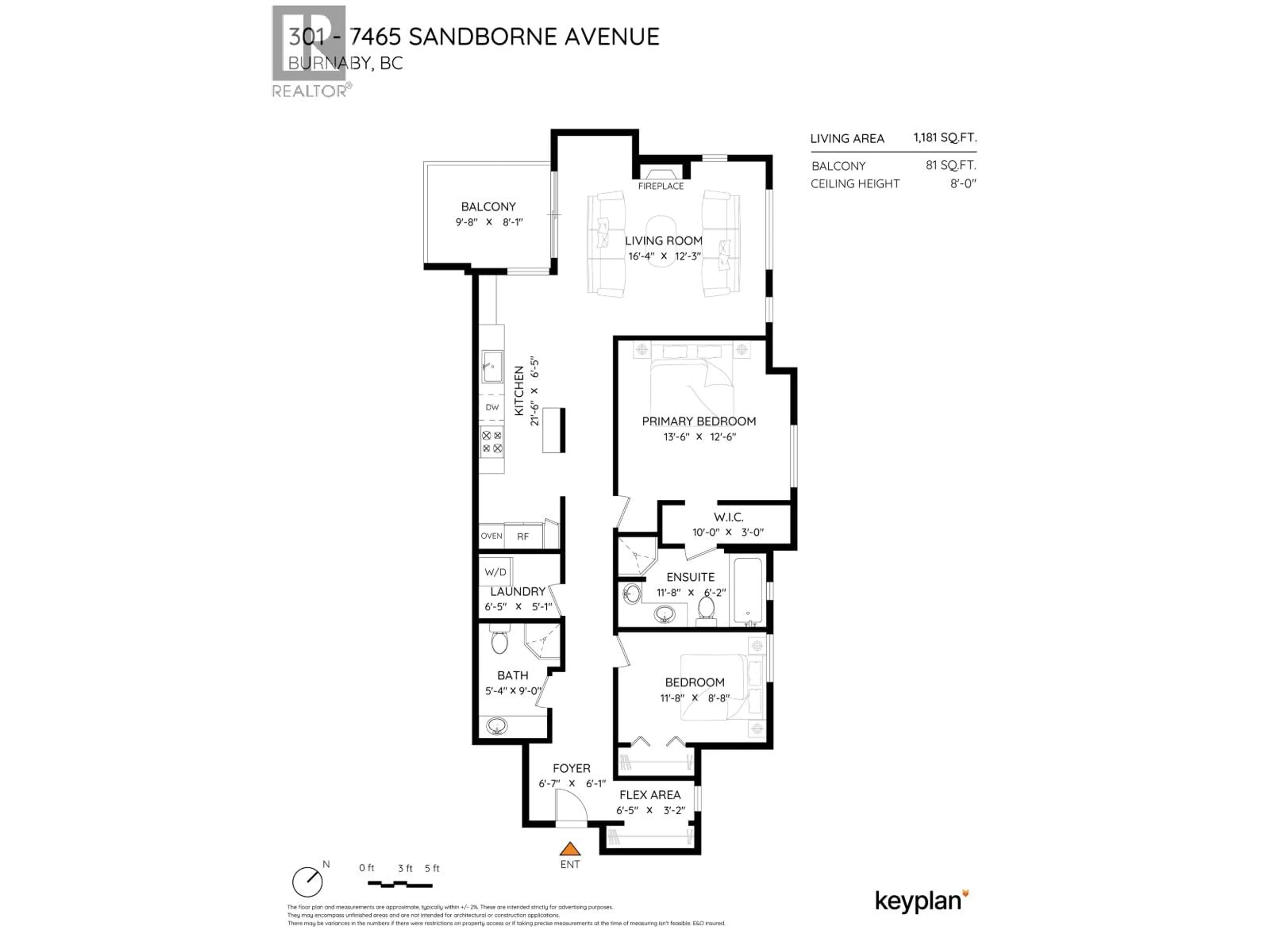 Floor plan for 301 - 7465 SANDBORNE AVENUE, Burnaby British Columbia V3N4W7