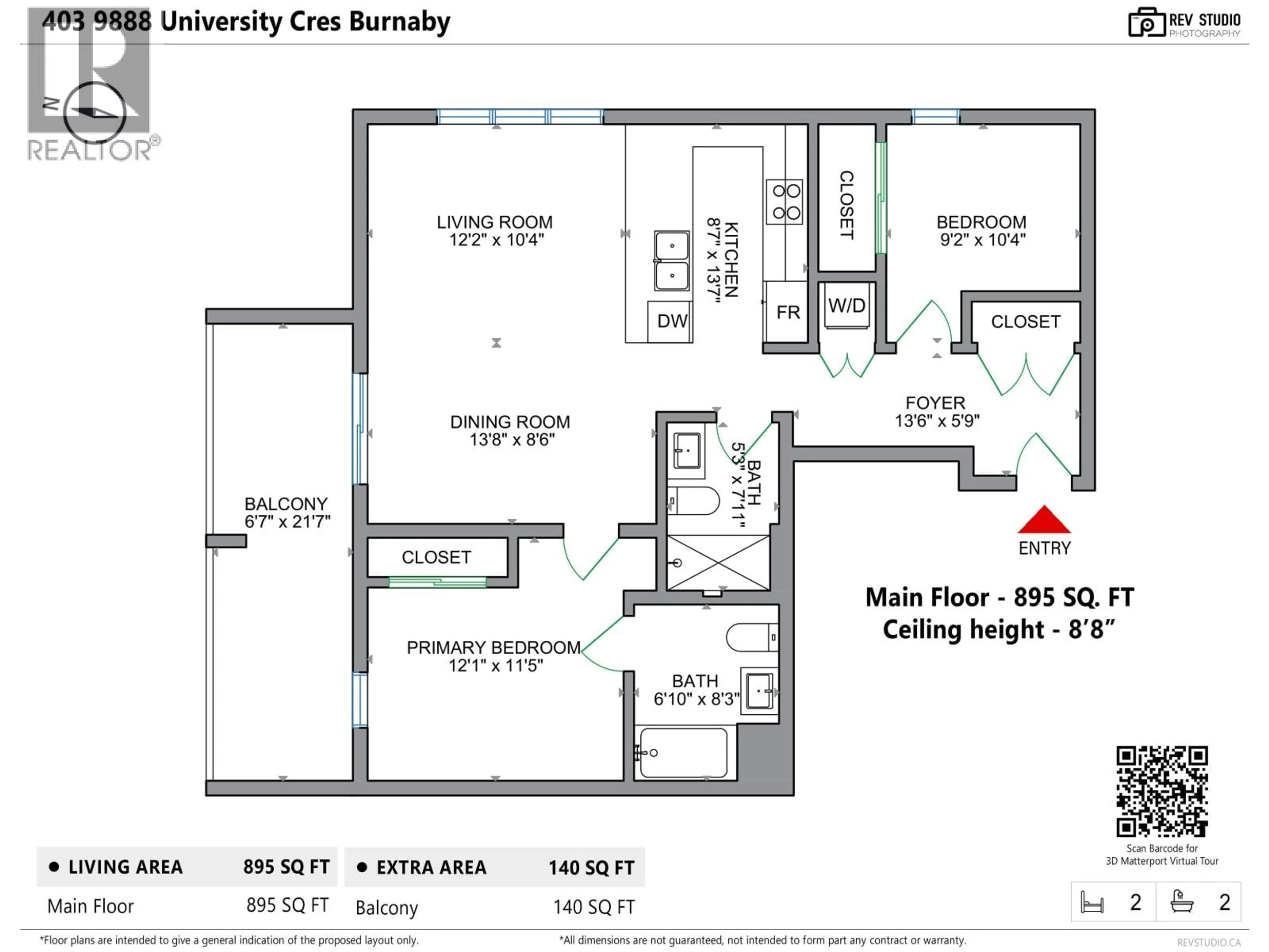 Floor plan for 403 - 9888 UNIVERSITY CRESCENT, Burnaby British Columbia V5A0G4