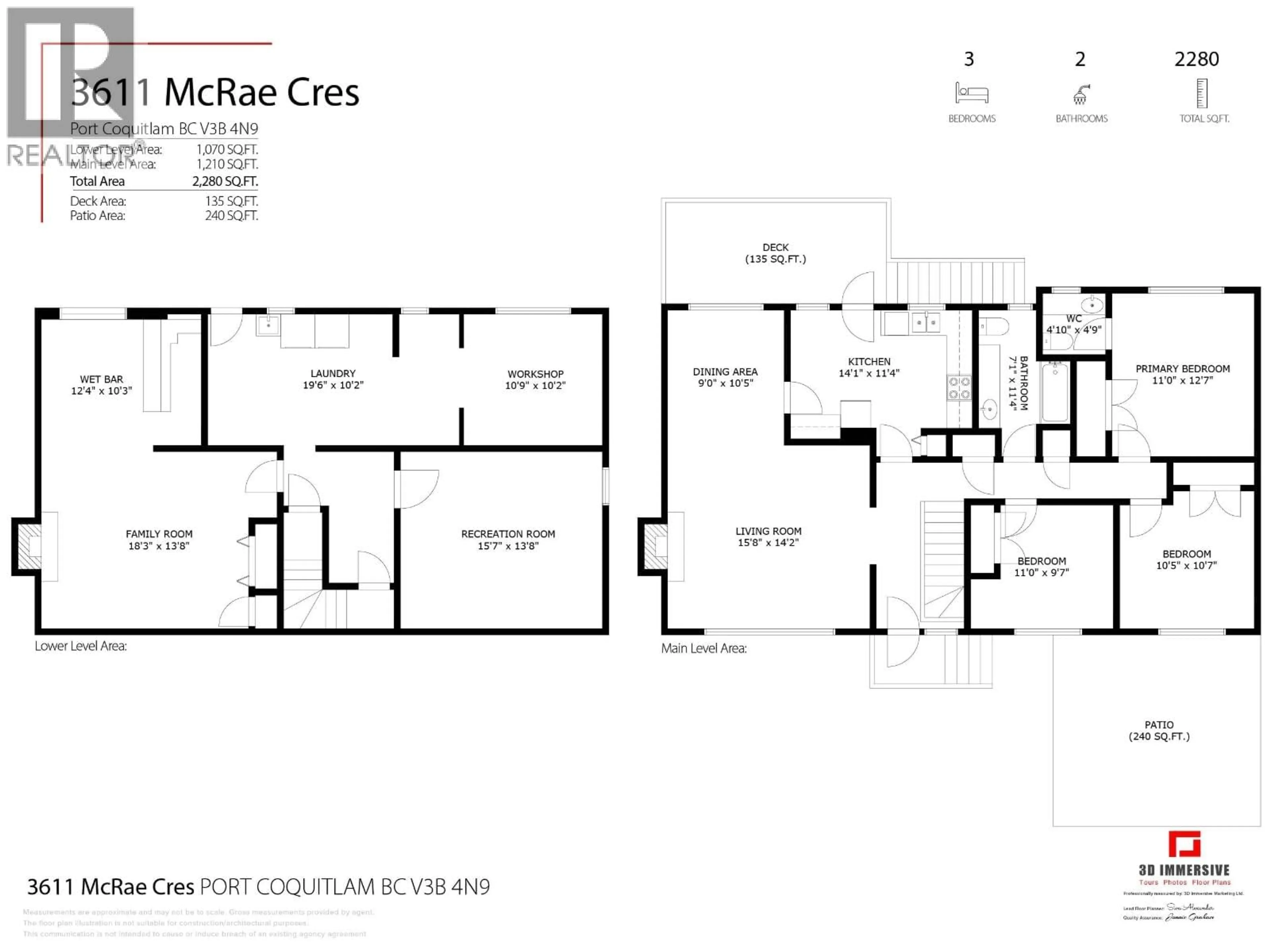 Floor plan for 3611 MCRAE CRESCENT, Port Coquitlam British Columbia V3B4N9