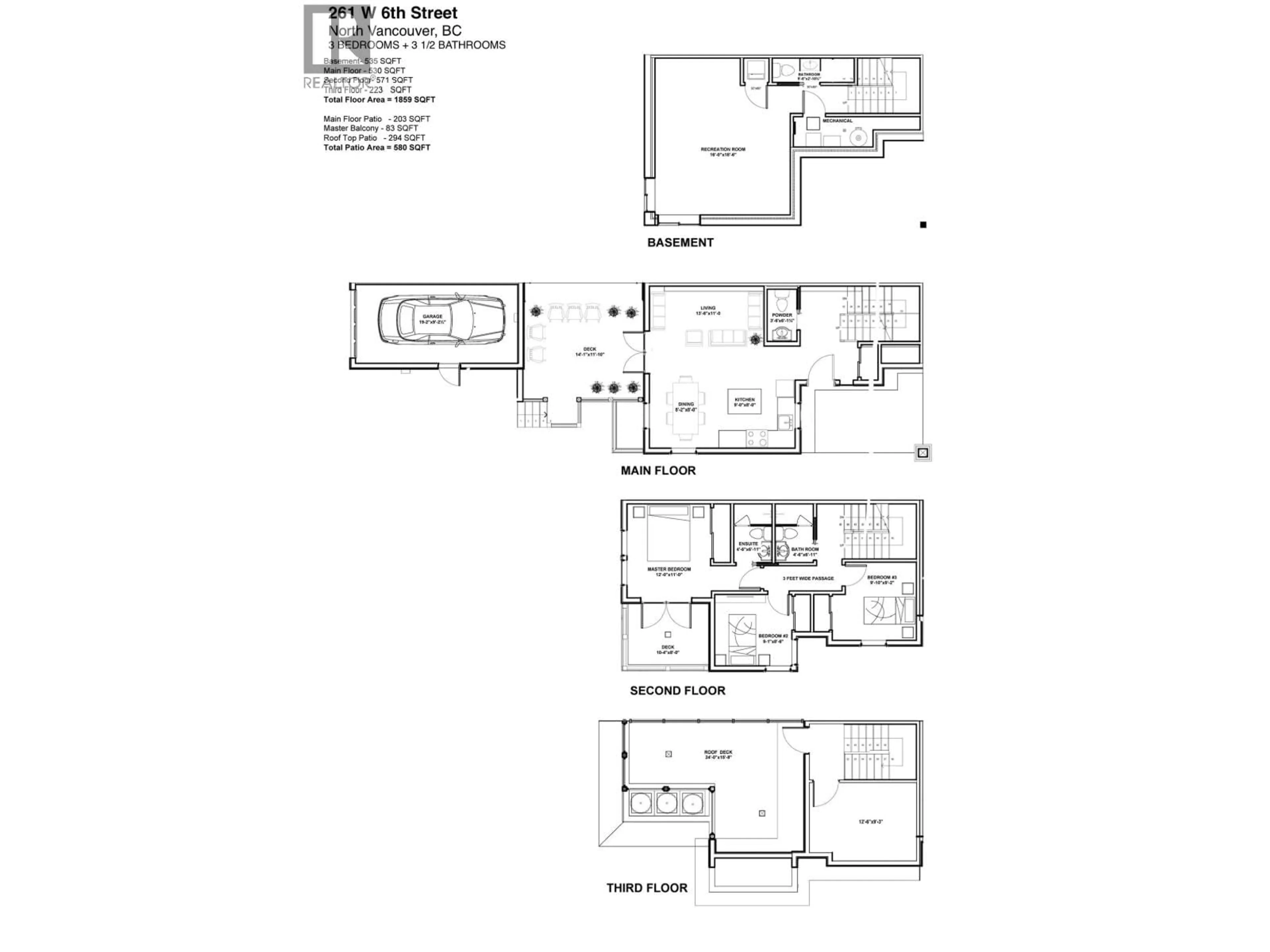 Floor plan for 261 6TH STREET, North Vancouver British Columbia V7M1K7