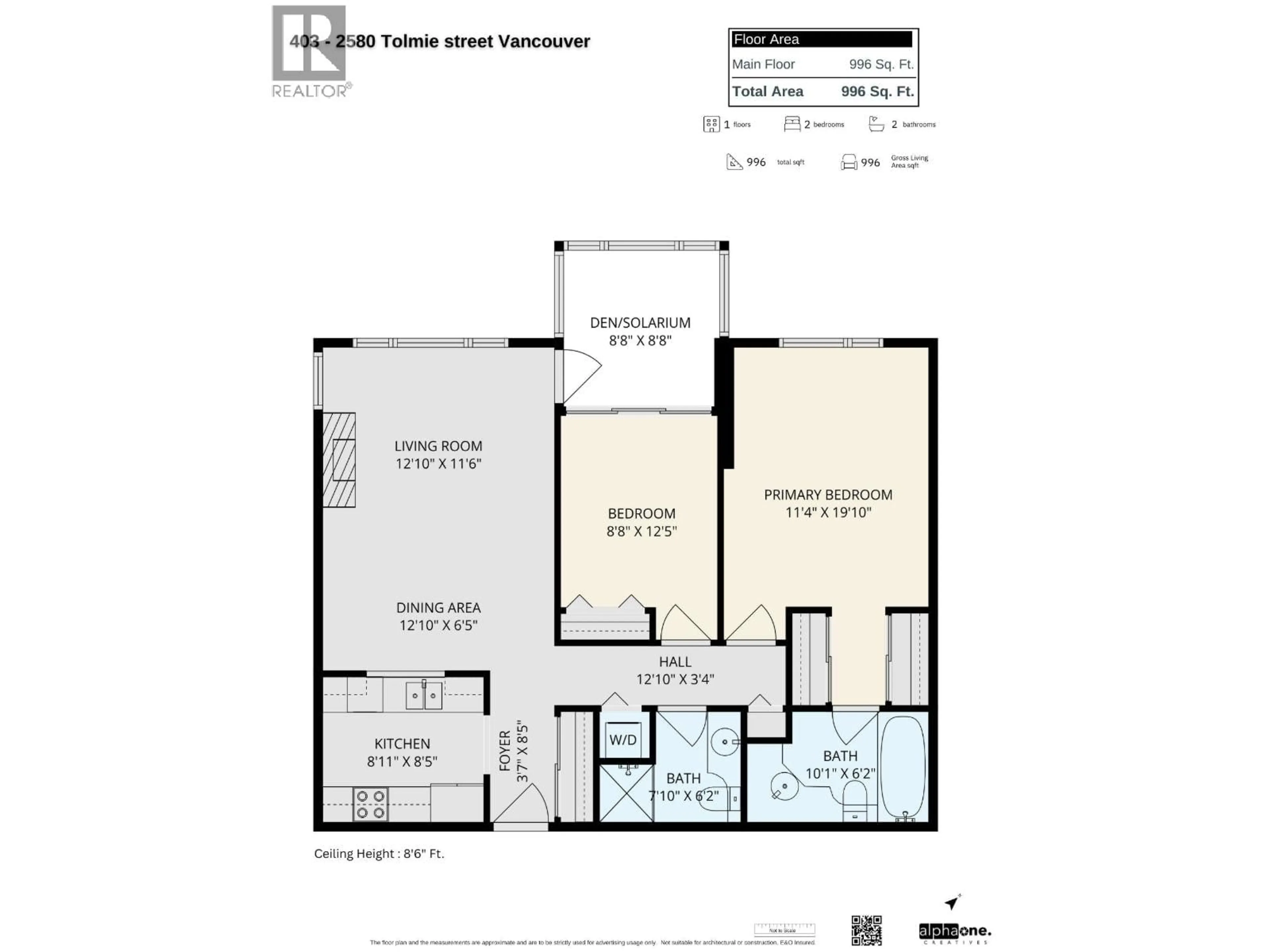 Floor plan for 403 - 2580 TOLMIE STREET, Vancouver British Columbia V6R4R4