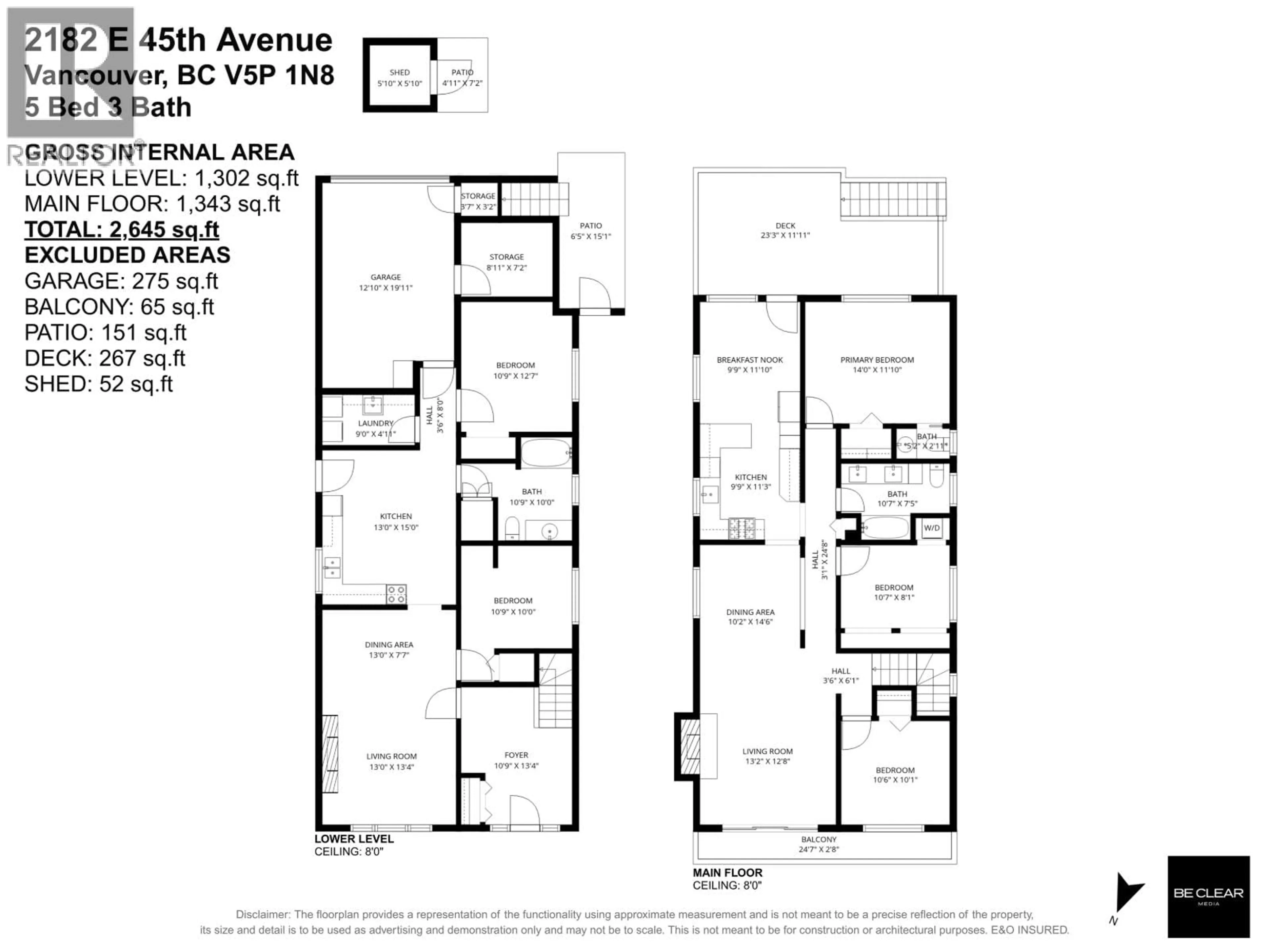 Floor plan for 2182 45TH AVENUE, Vancouver British Columbia V5P1N8