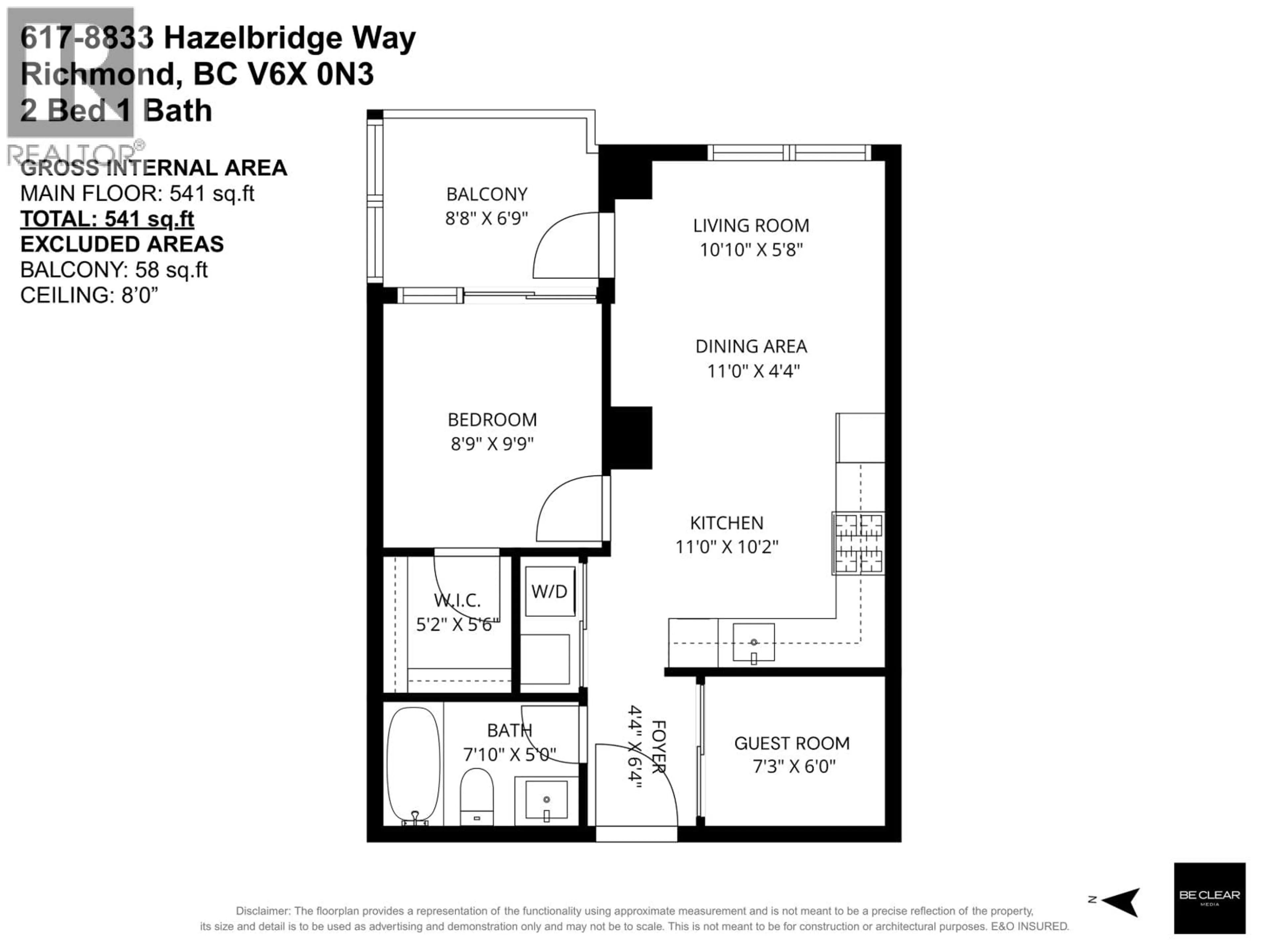 Floor plan for 617 - 8833 HAZELBRIDGE WAY, Richmond British Columbia V6X0N3