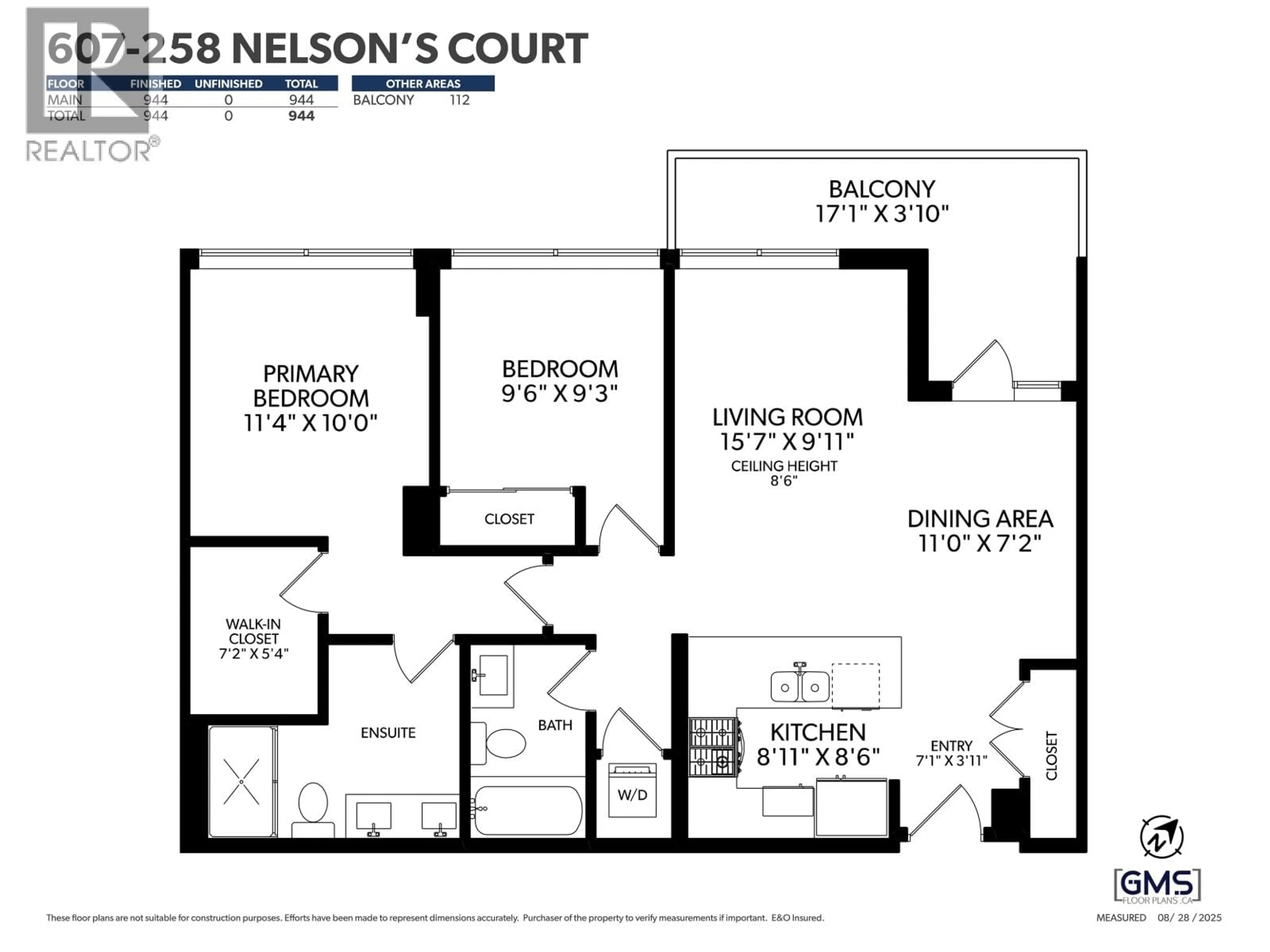Floor plan for 607 - 258 NELSON'S COURT, New Westminster British Columbia V3L0J9