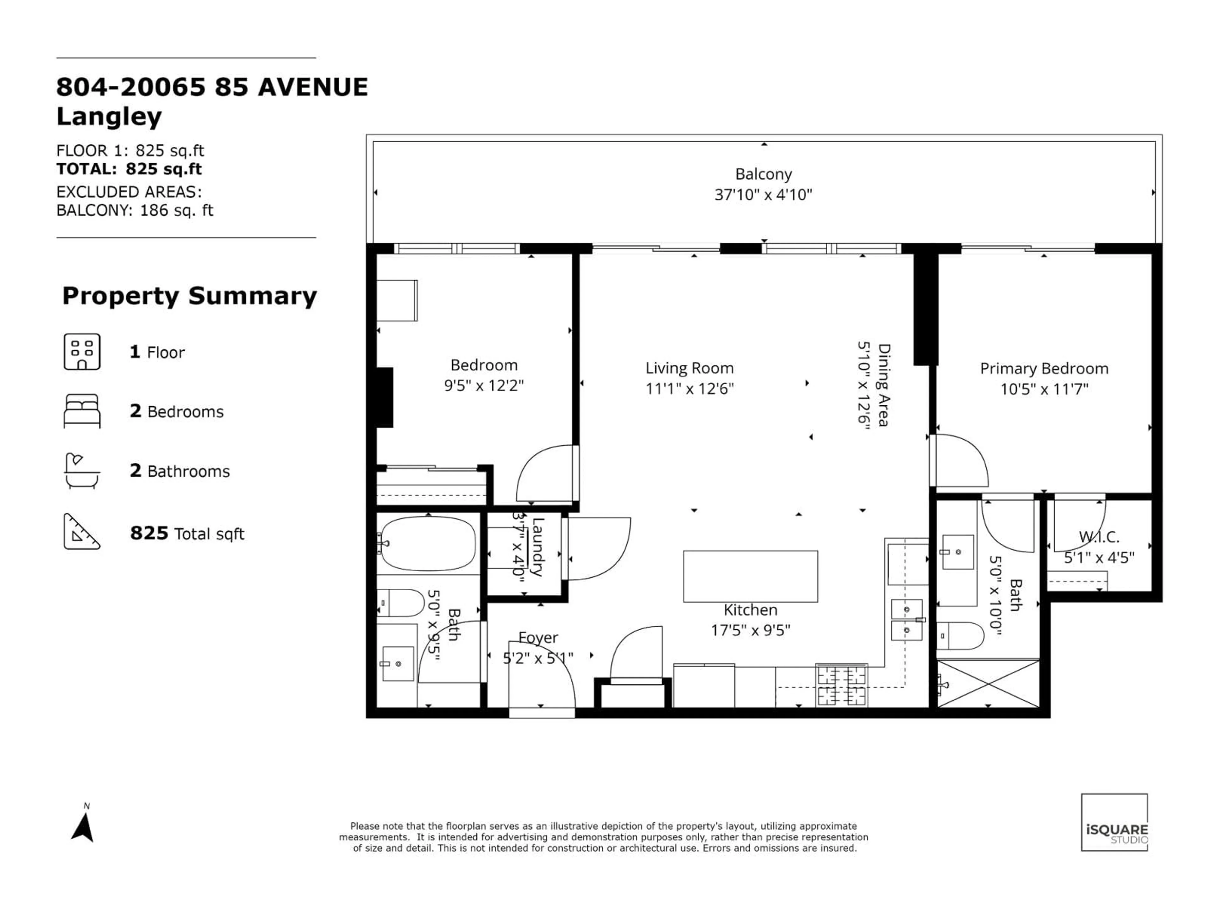Floor plan for 804 - 20065 85, Langley British Columbia V2Y3Y5
