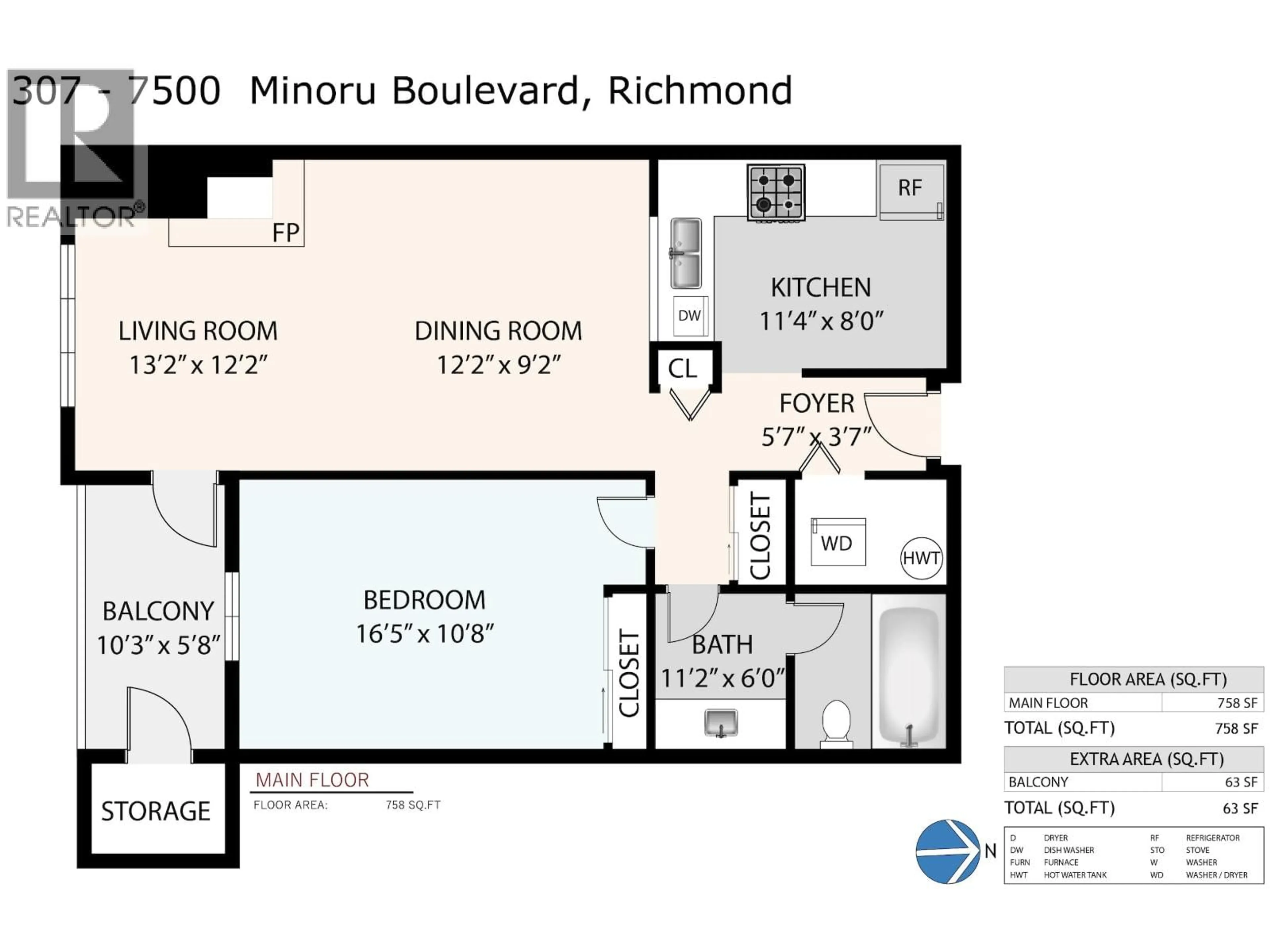 Floor plan for 307 - 7500 MINORU BOULEVARD, Richmond British Columbia V6Y3J6