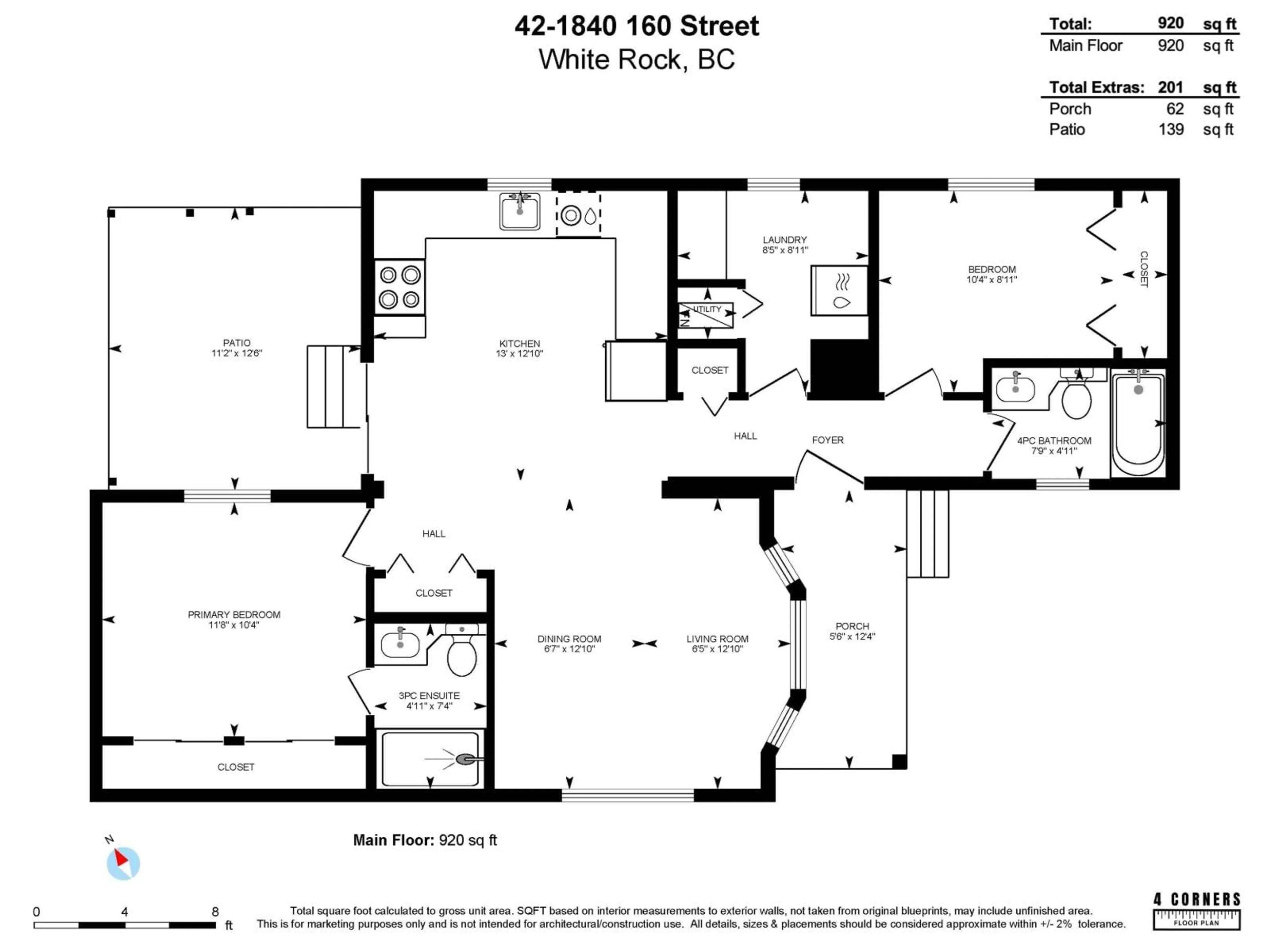 Floor plan for 42 - 1840 160, Surrey British Columbia V4A4X4