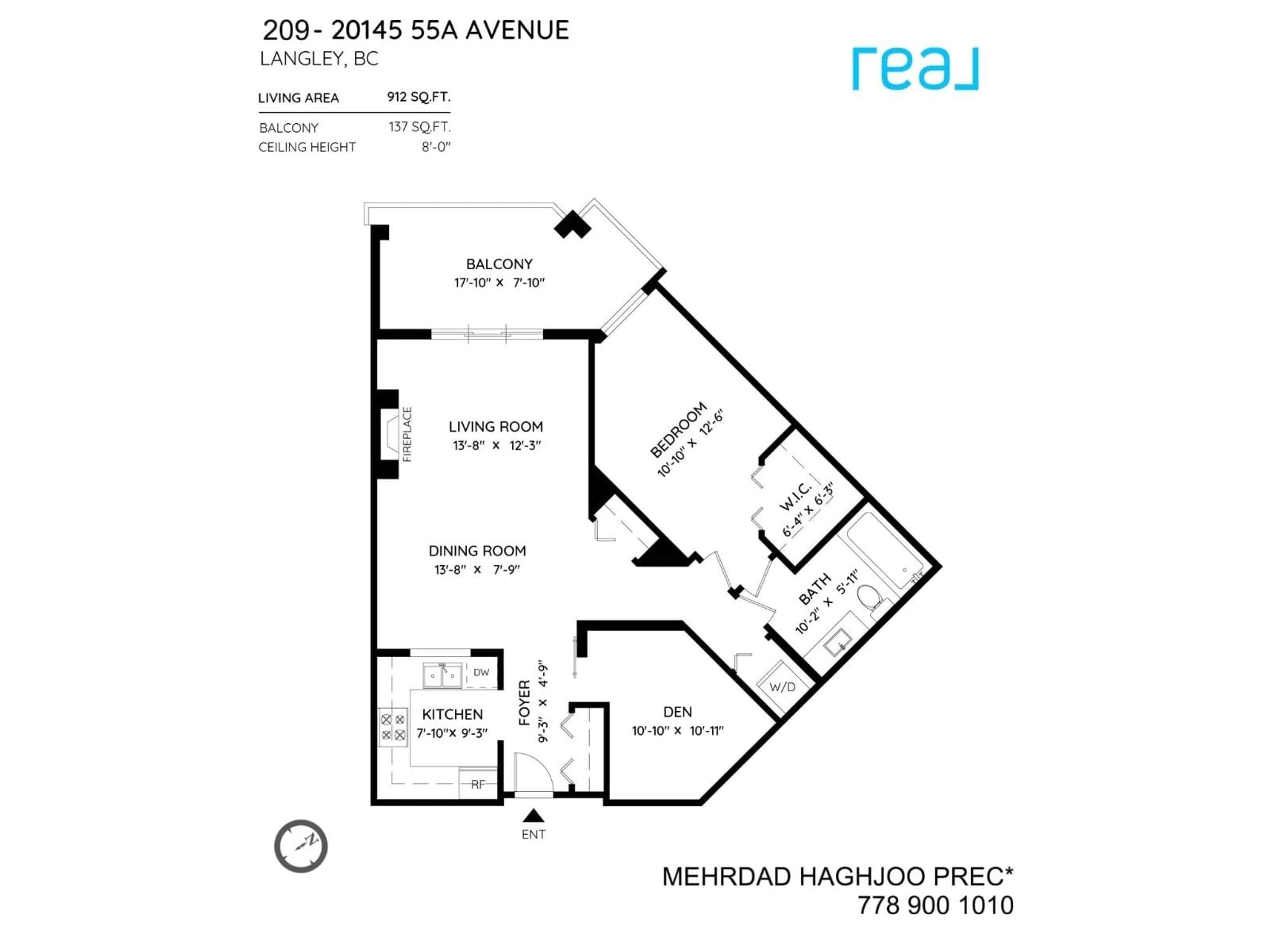 Floor plan for 209 - 20145 55A, Langley British Columbia V3A8L6