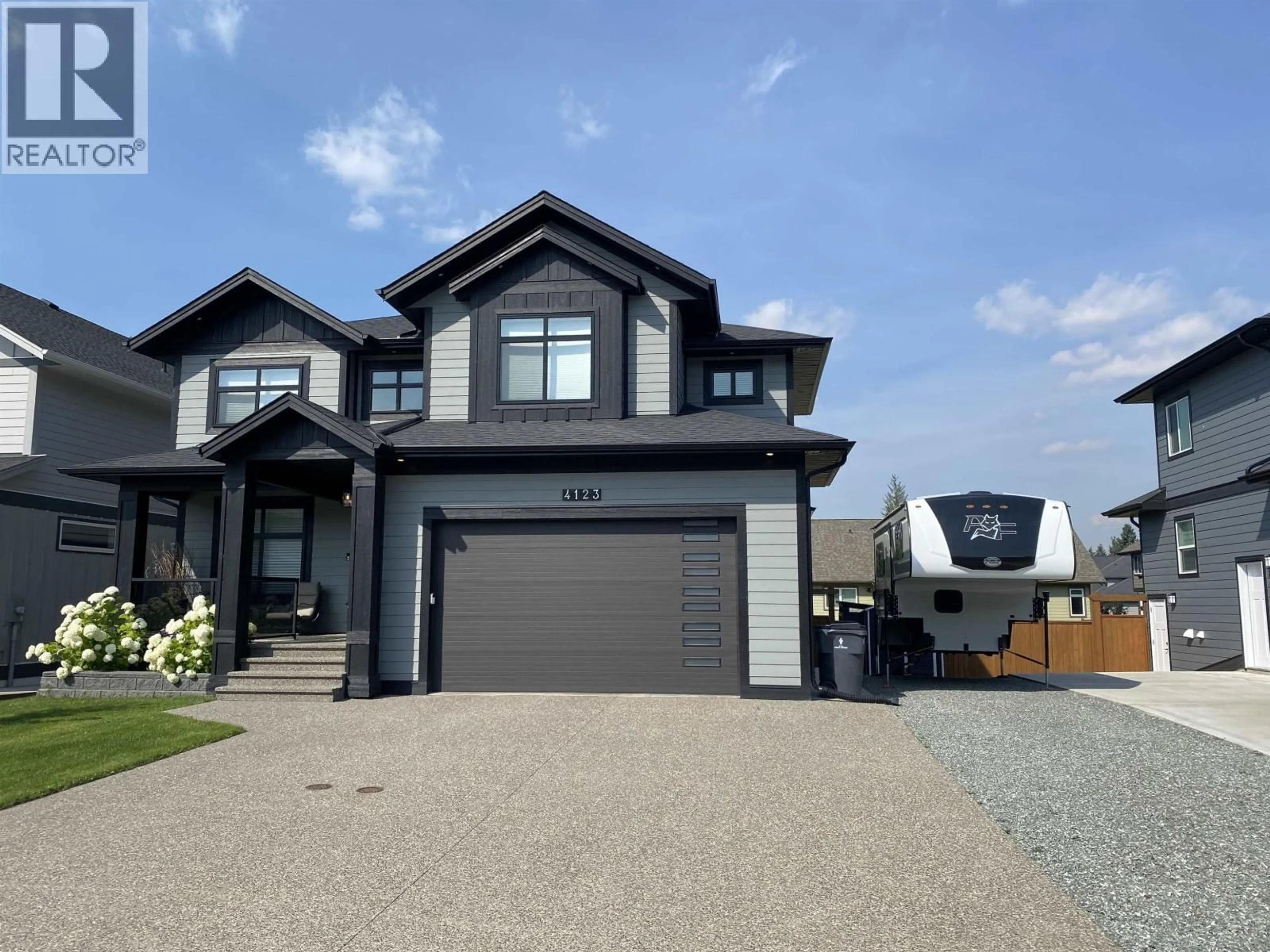 Home with vinyl exterior material, street for 4123 ZANETTE PLACE, Prince George British Columbia V2K0B1