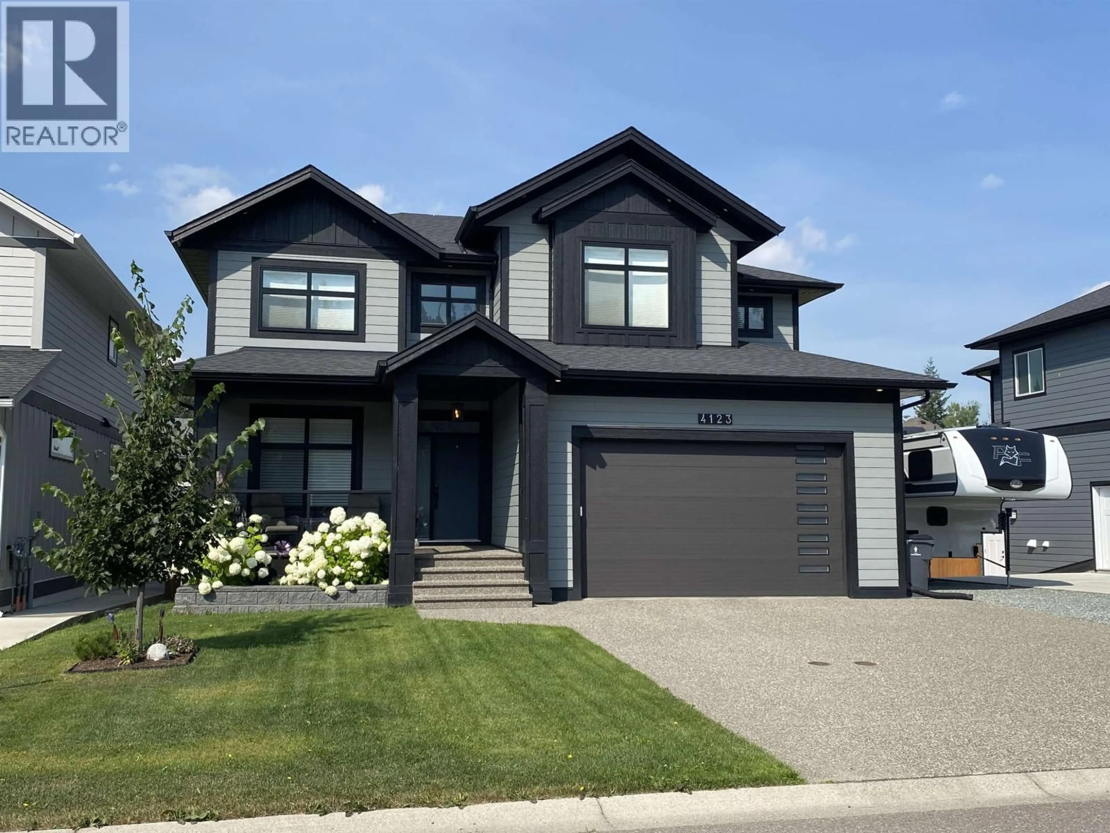 Home with vinyl exterior material, street for 4123 ZANETTE PLACE, Prince George British Columbia V2K0B1