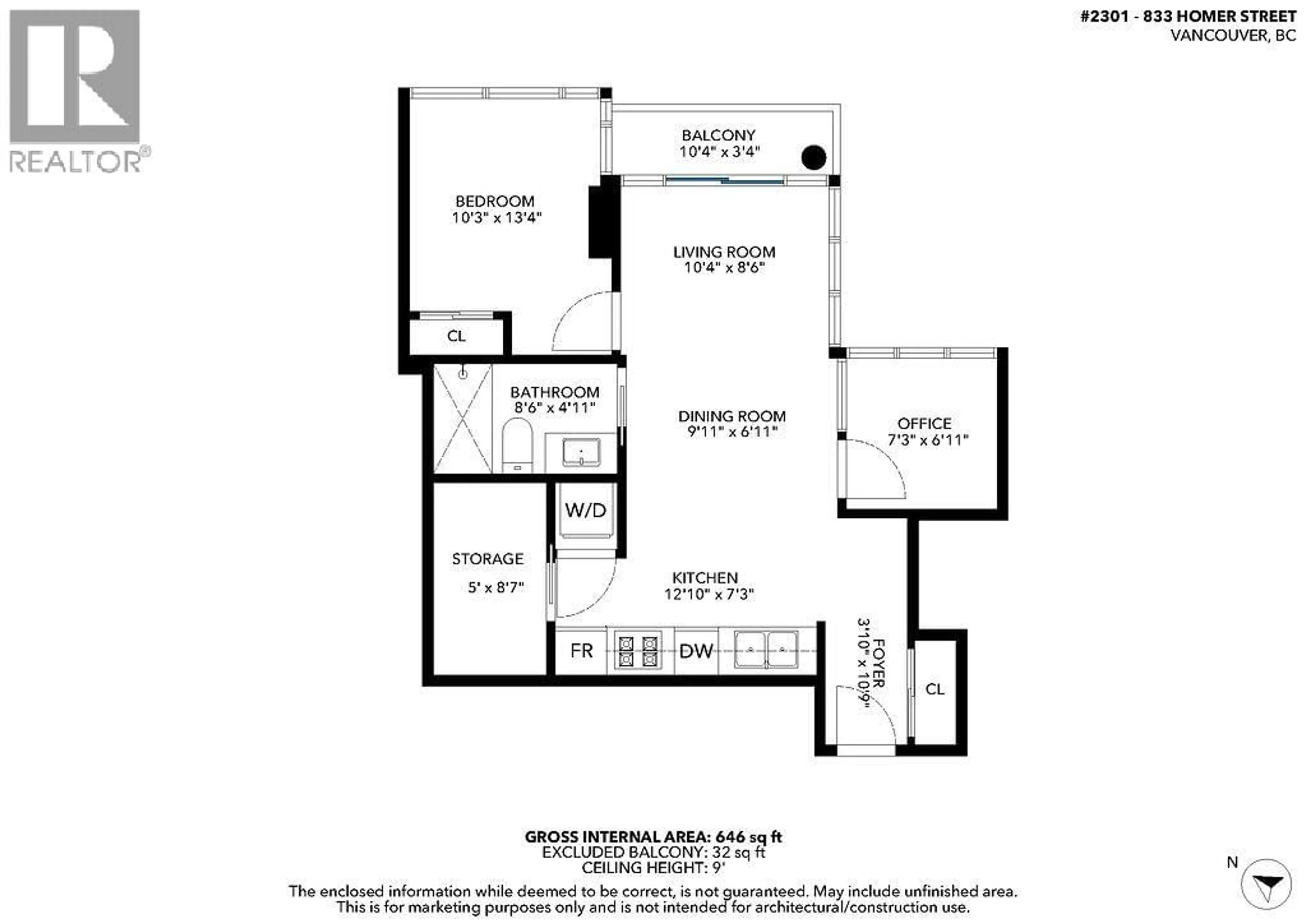 Floor plan for 2301 - 833 HOMER STREET, Vancouver British Columbia V6B0H4