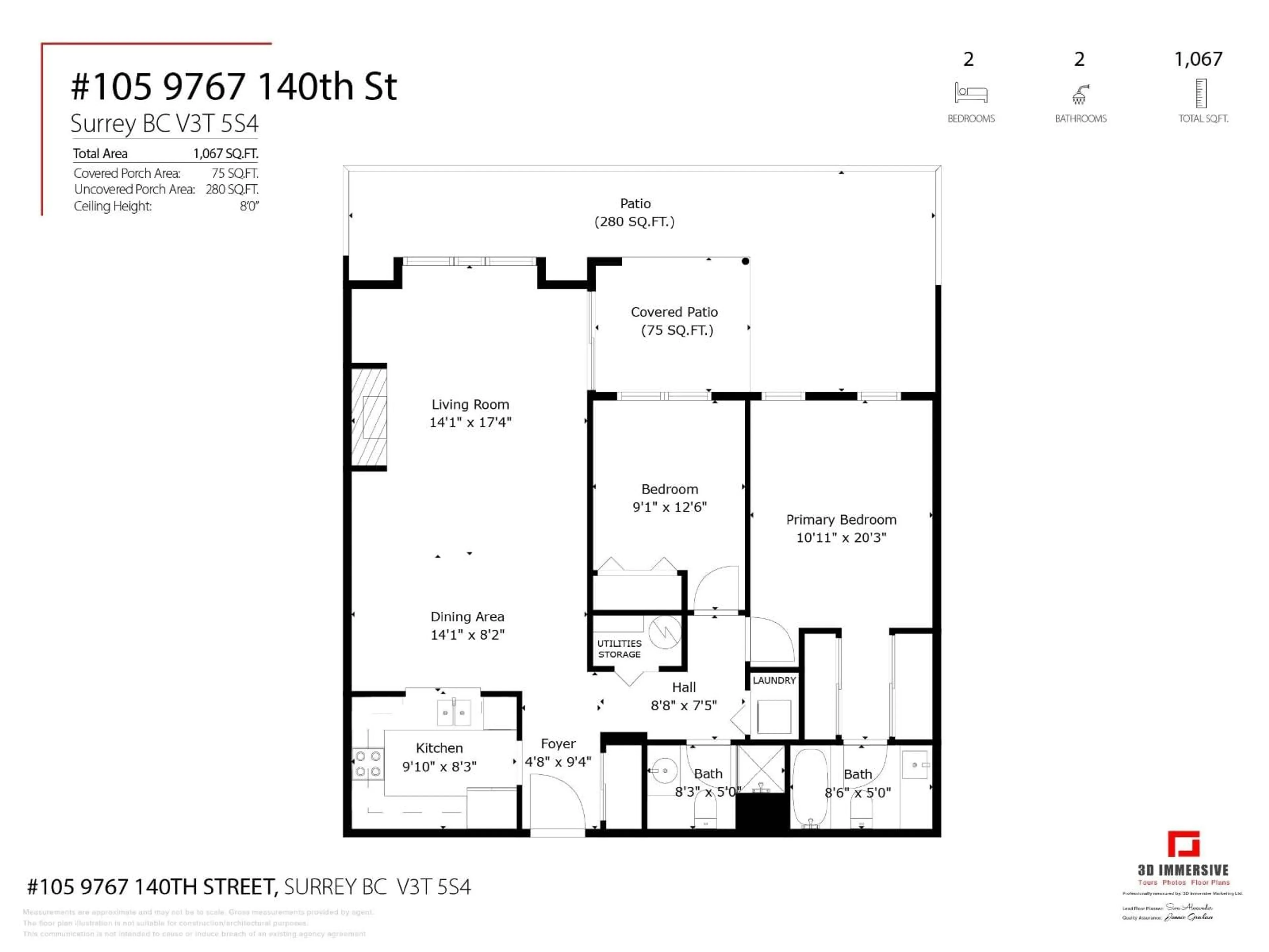 Floor plan for 105 - 9767 140, Surrey British Columbia V3T5S4