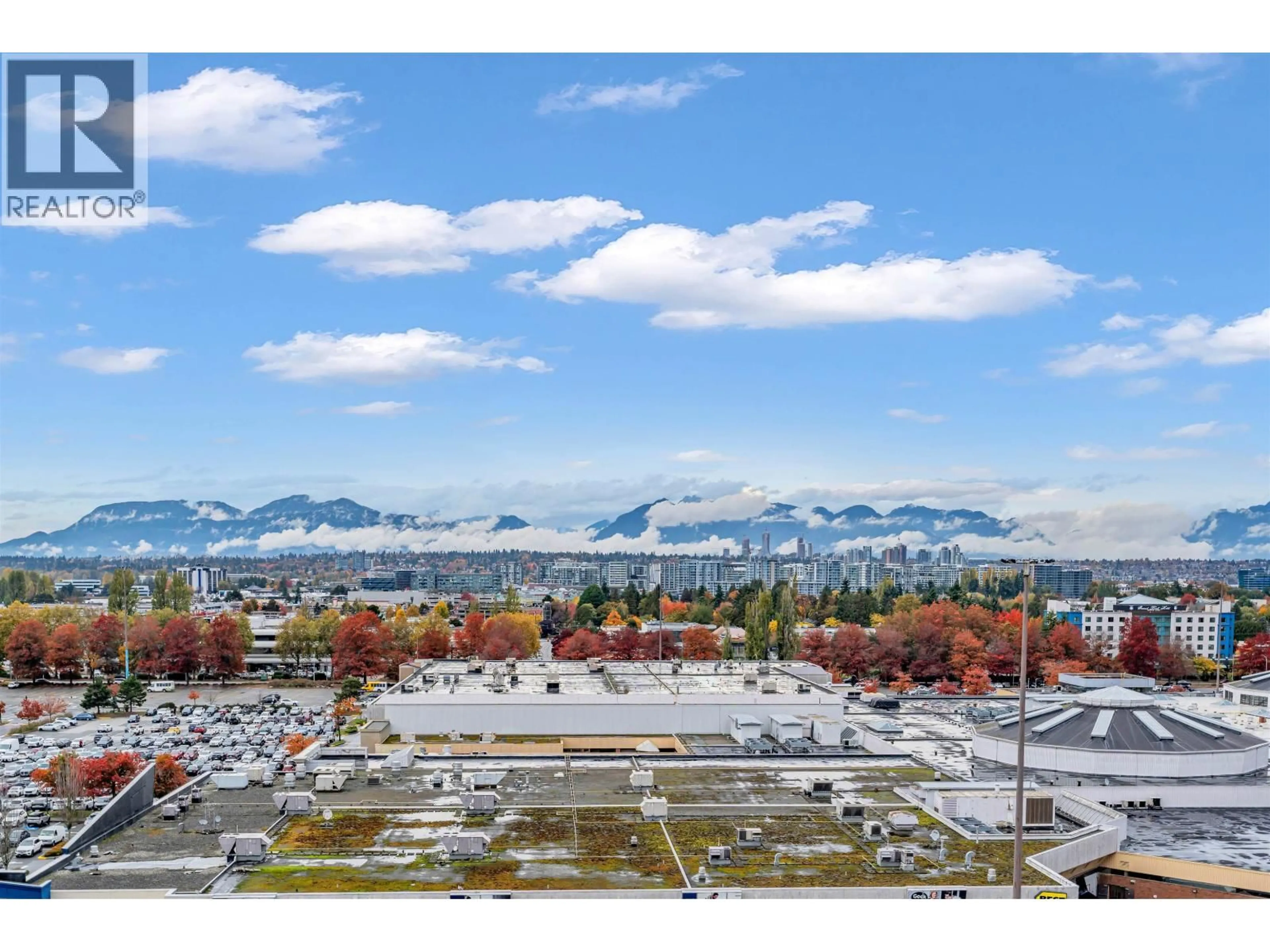 A pic from outside/outdoor area/front of a property/back of a property/a pic from drone, mountain view for 1202 - 8160 LANSDOWNE ROAD, Richmond British Columbia V6X0A9