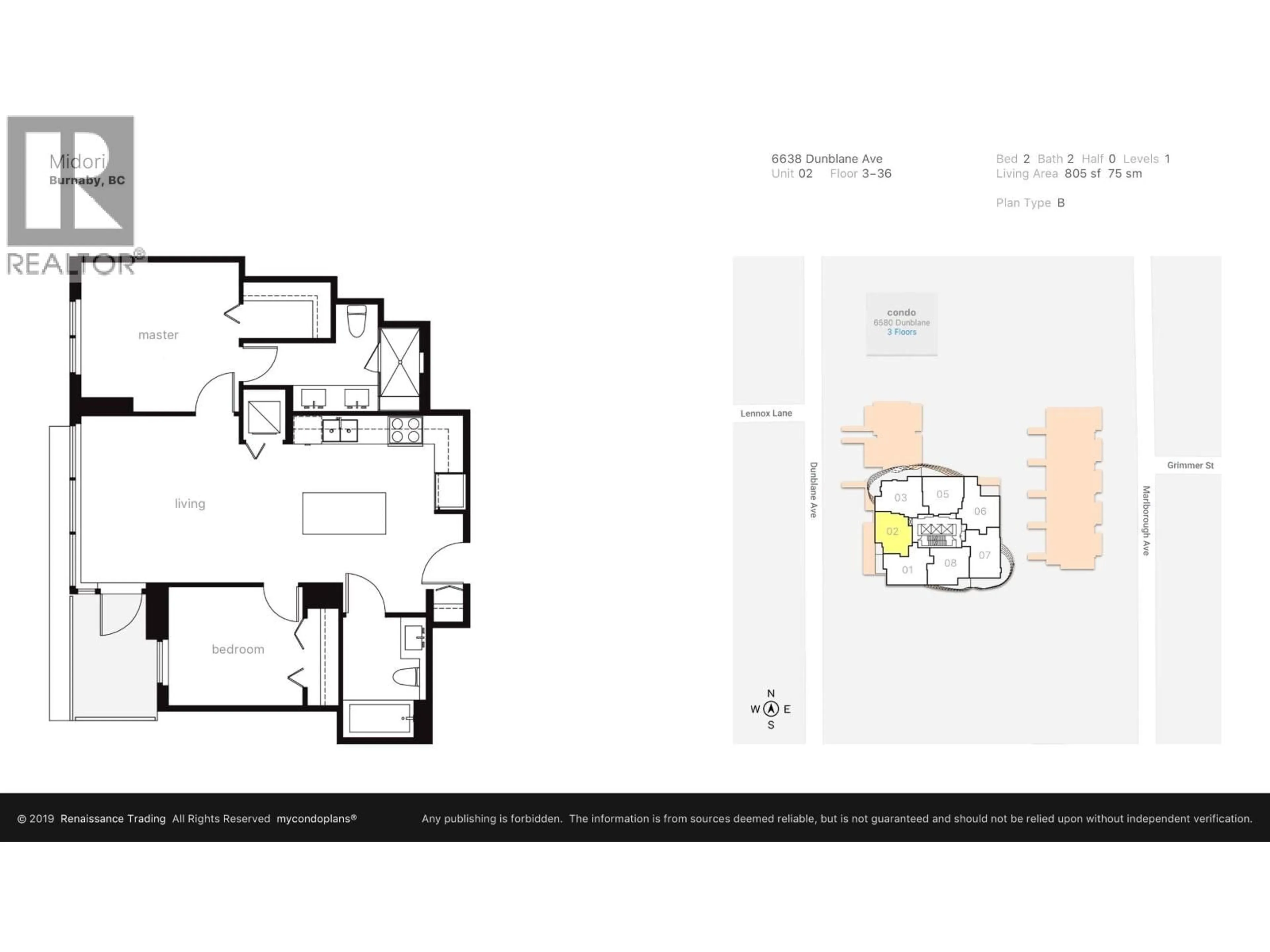 Floor plan for 2502 - 6638 DUNBLANE AVENUE, Burnaby British Columbia V5H0G8