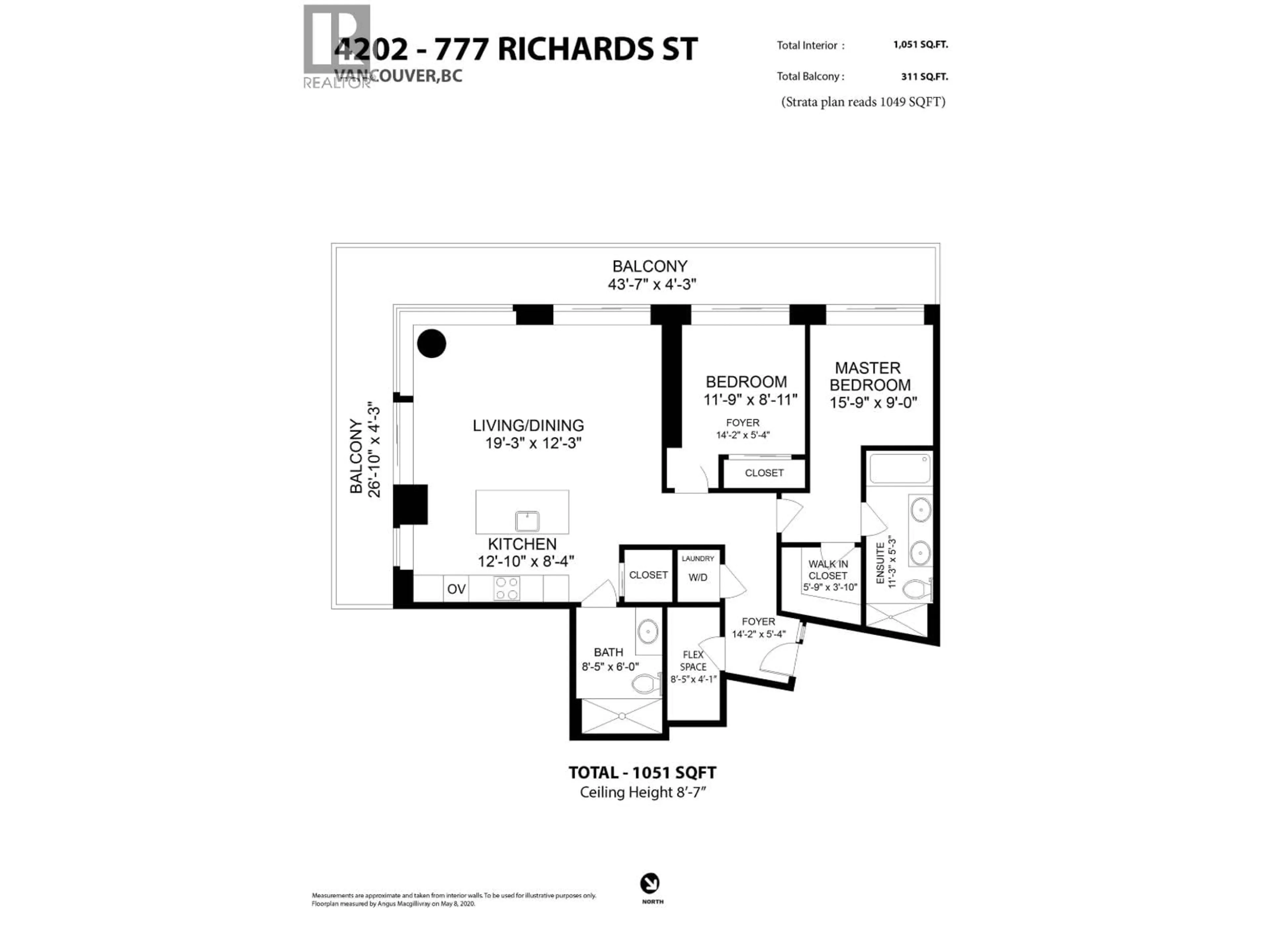 Floor plan for 4202 - 777 RICHARDS STREET, Vancouver British Columbia V6B0M6