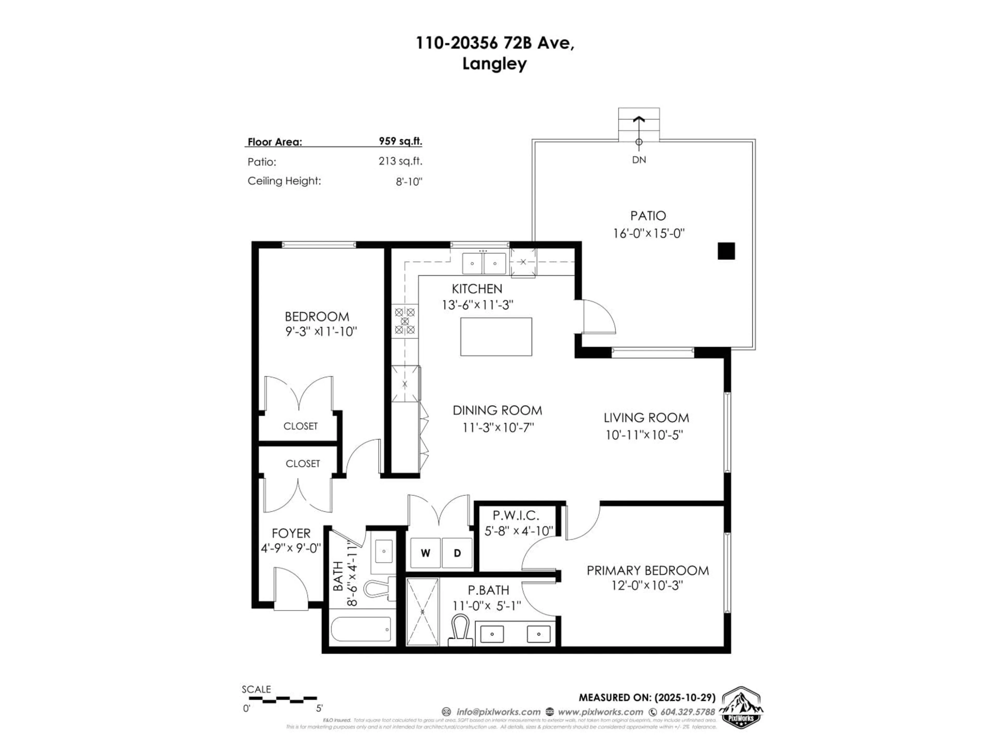 Floor plan for 110 - 20356 72B, Langley British Columbia V2Y4J9