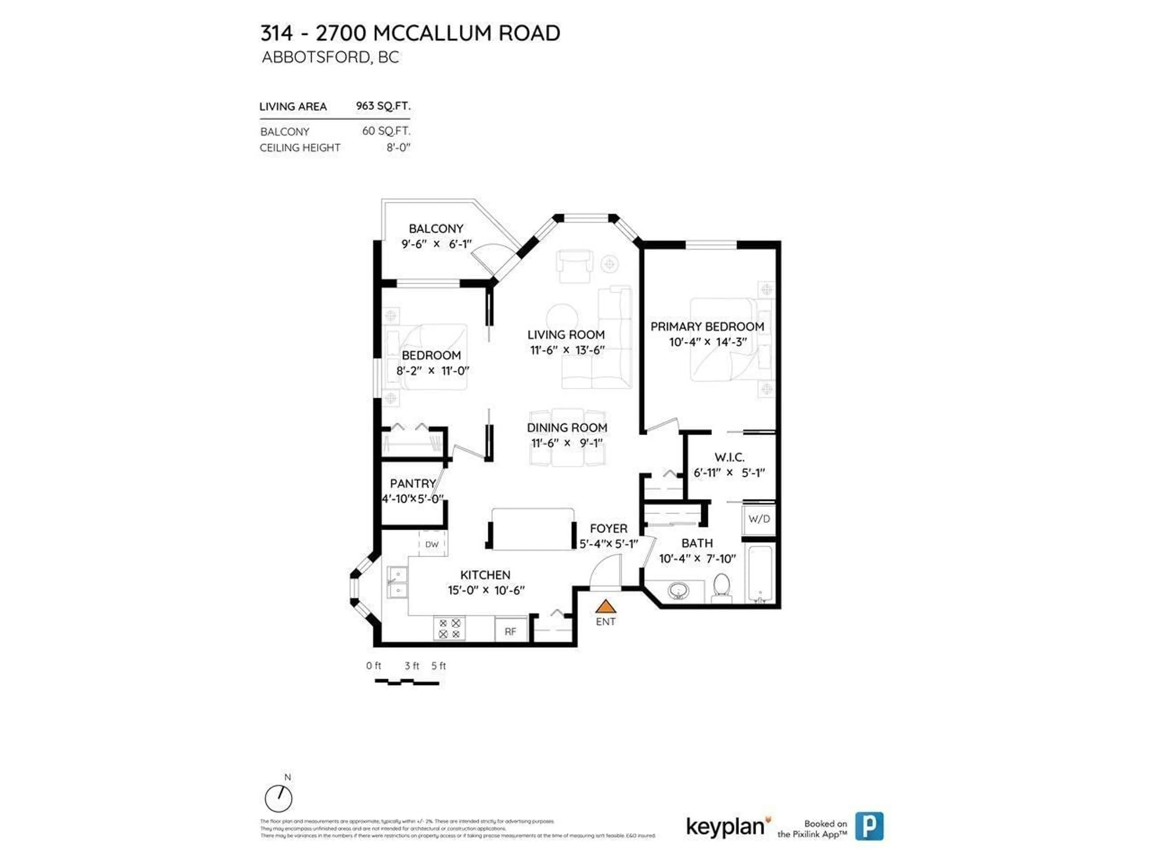 Floor plan for 314 - 2700 MCCALLUM, Abbotsford British Columbia V2S6X9