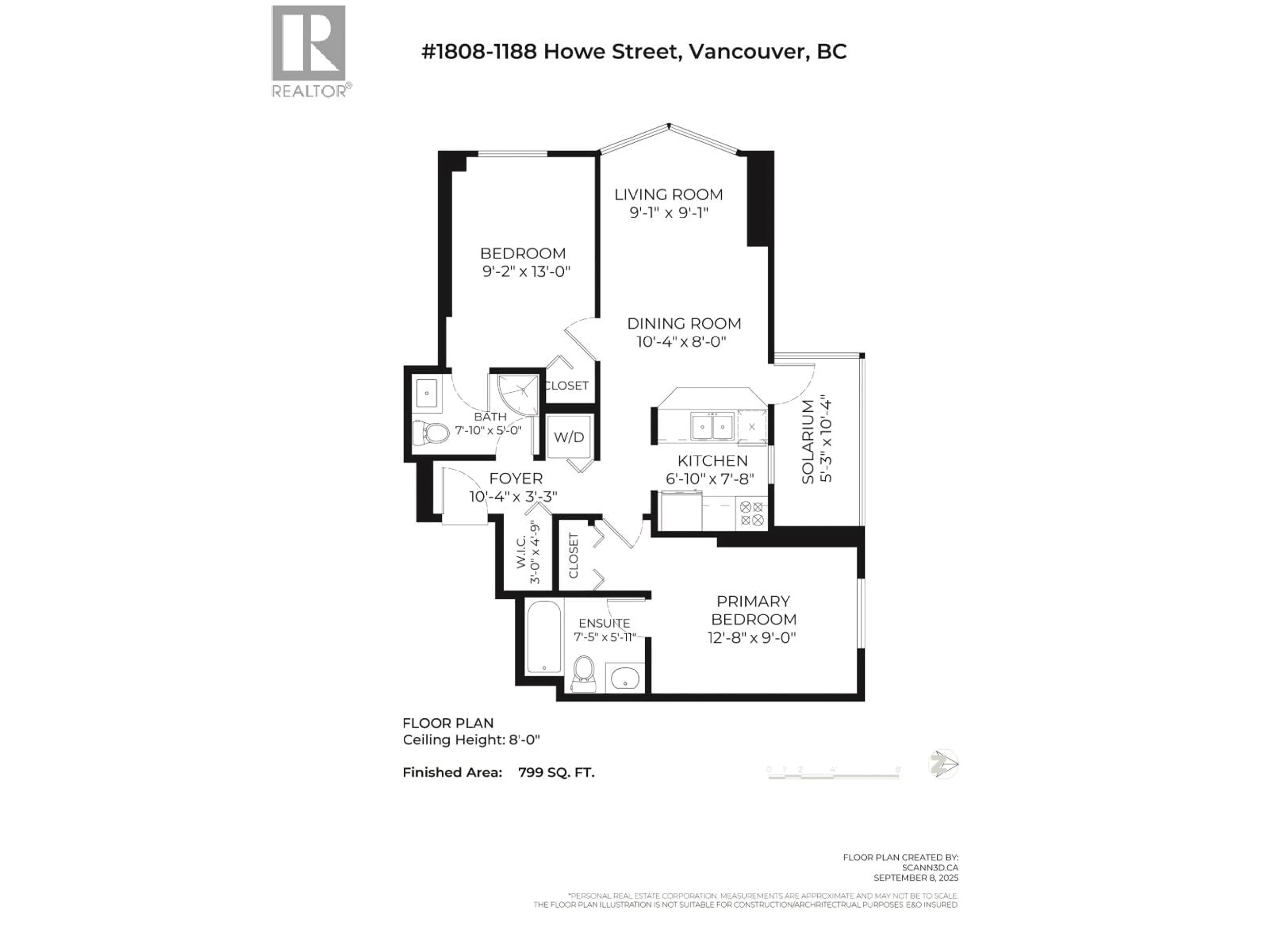 Floor plan for 1808 - 1188 HOWE STREET, Vancouver British Columbia V6Z2S8