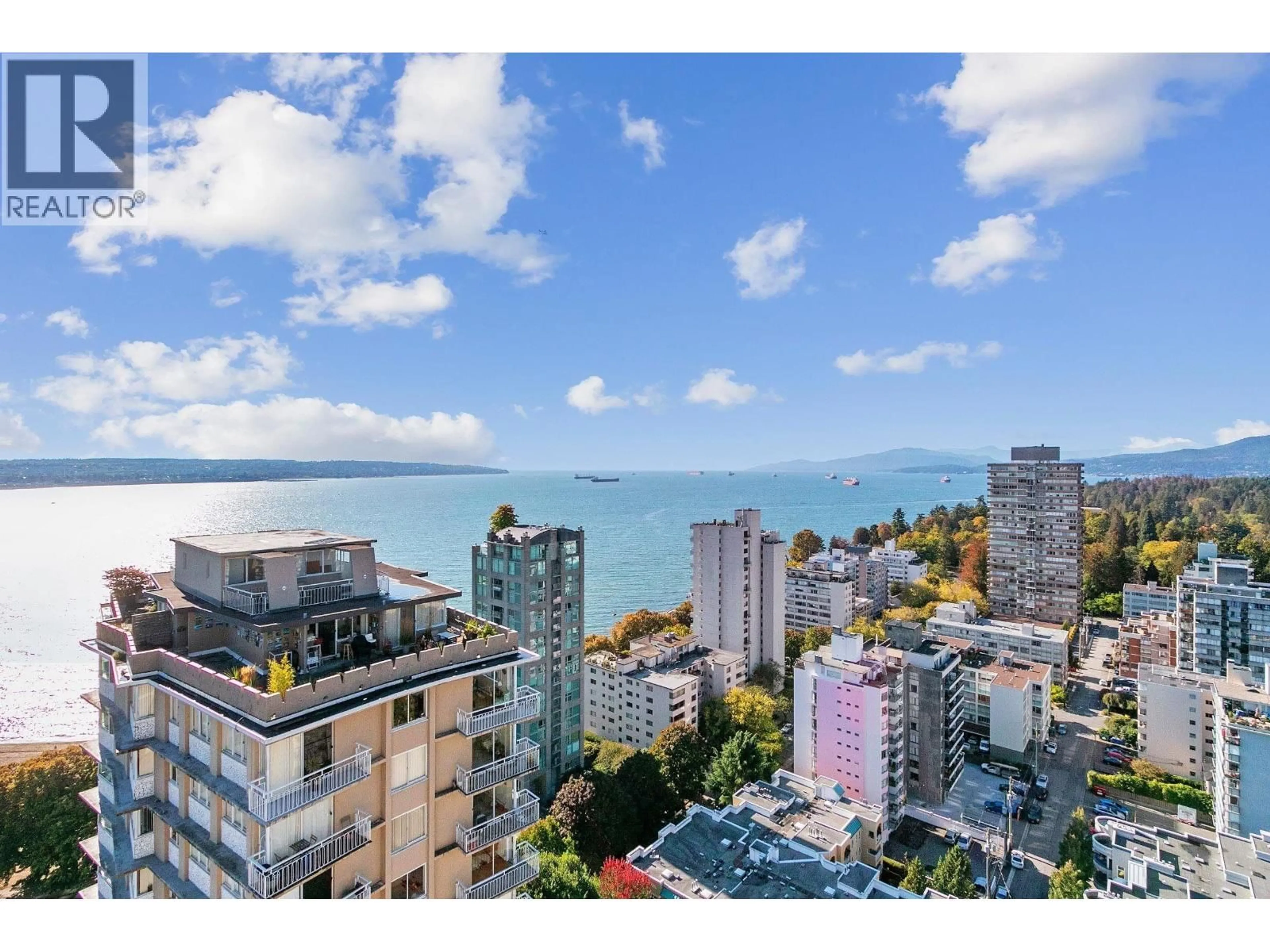 A pic from outside/outdoor area/front of a property/back of a property/a pic from drone, city buildings view from balcony for 2301 - 1850 COMOX STREET, Vancouver British Columbia V6G1R3