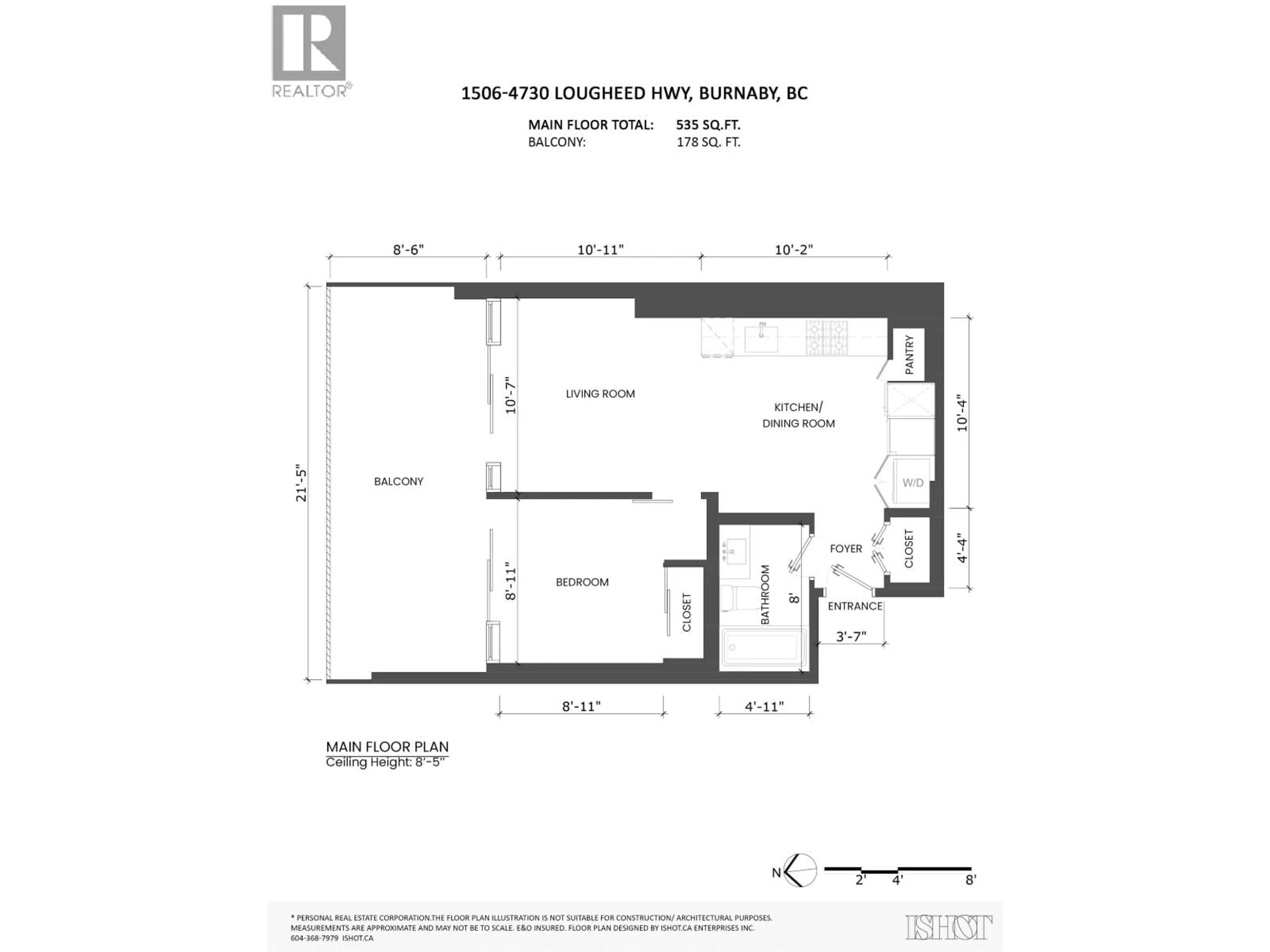Floor plan for 1506 - 4730 LOUGHEED HIGHWAY, Burnaby British Columbia V5C0M9