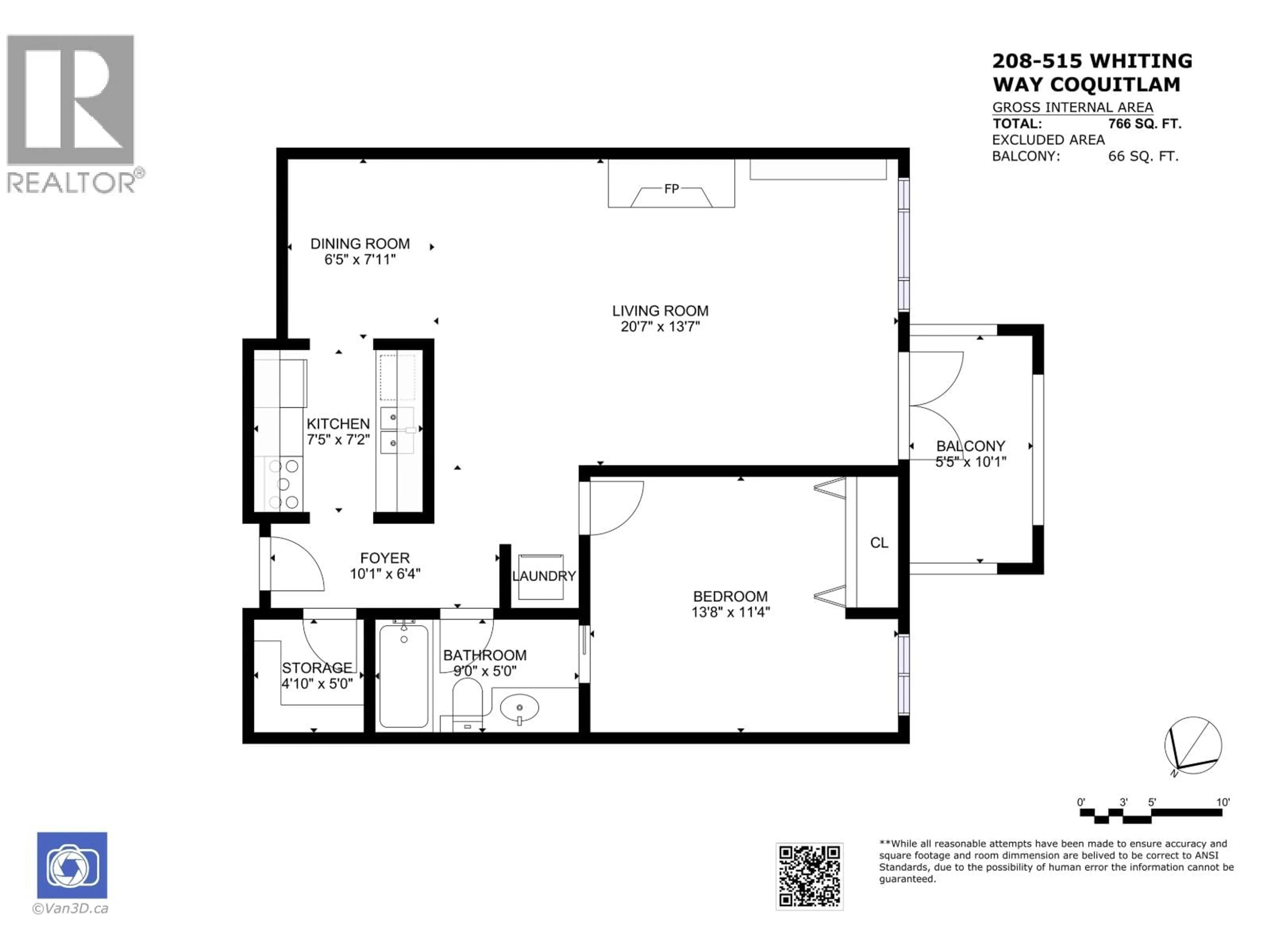 Floor plan for 208 - 515 WHITING WAY, Coquitlam British Columbia V3J7W9