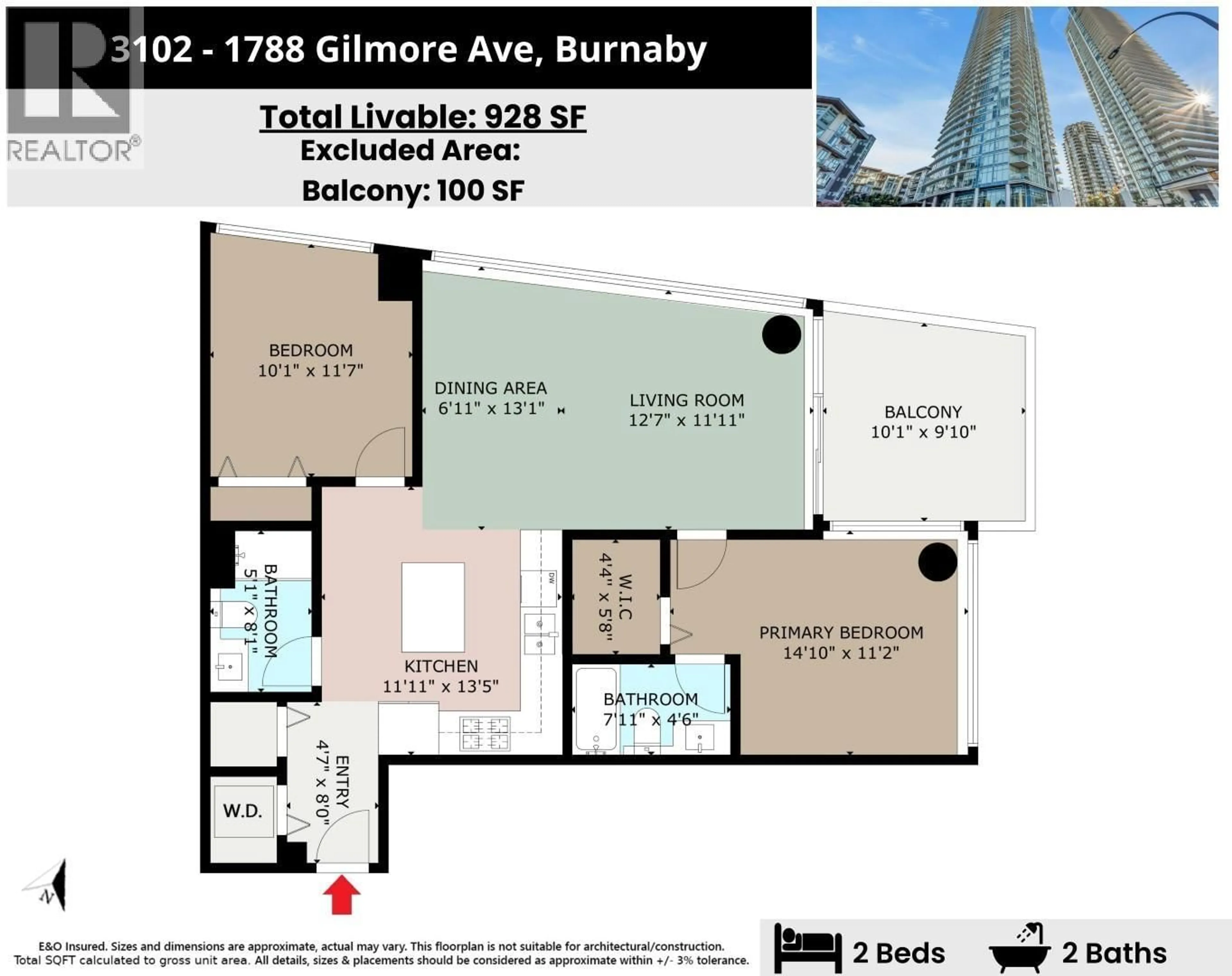 Floor plan for 3102 - 1788 GILMORE AVENUE, Burnaby British Columbia V5C0L5