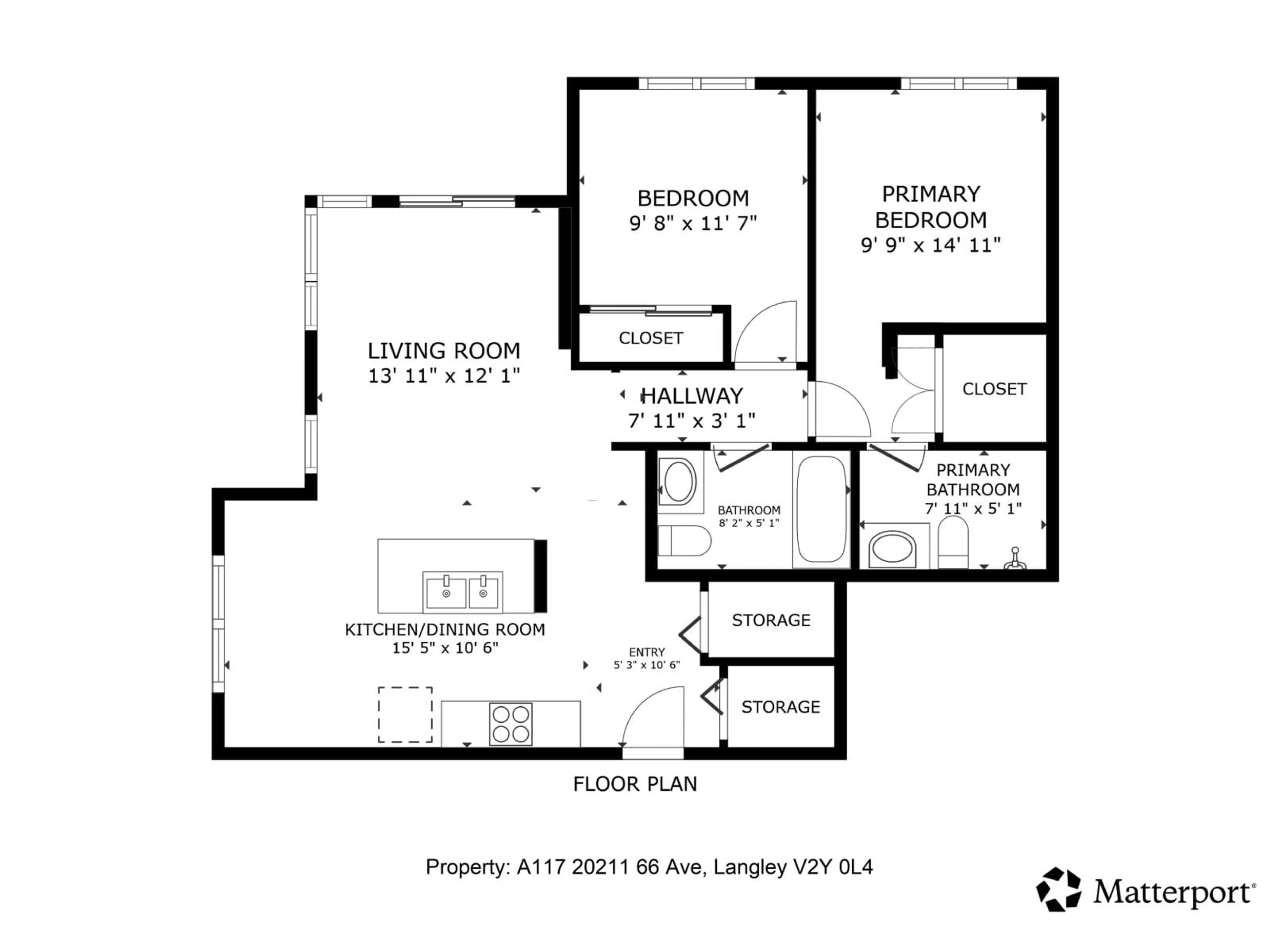 Floor plan for A117 - 20211 66, Langley British Columbia V2Y0L4