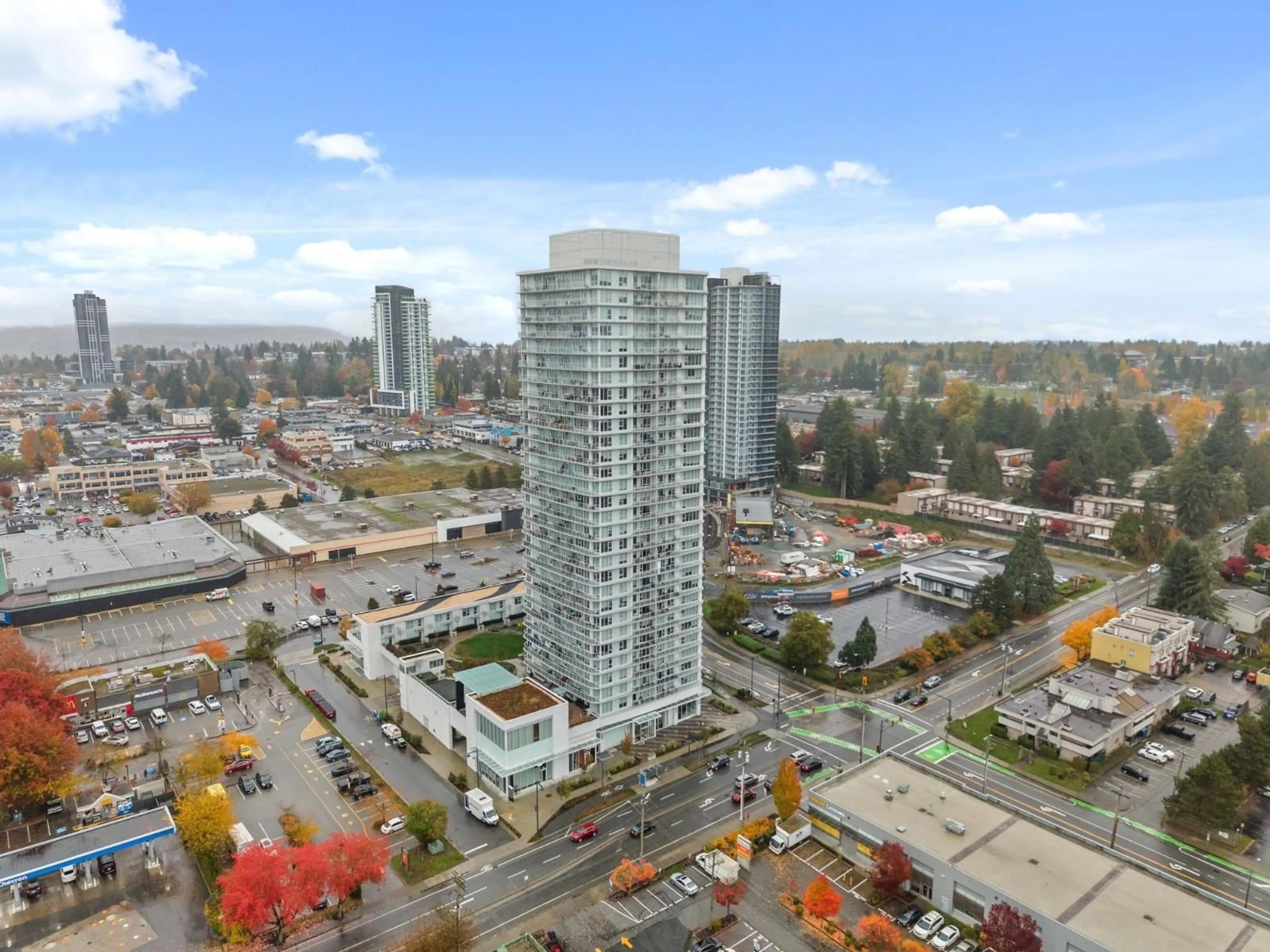 A pic from outside/outdoor area/front of a property/back of a property/a pic from drone, city buildings view from balcony for 1105 - 13685 102, Surrey British Columbia V3T1N7
