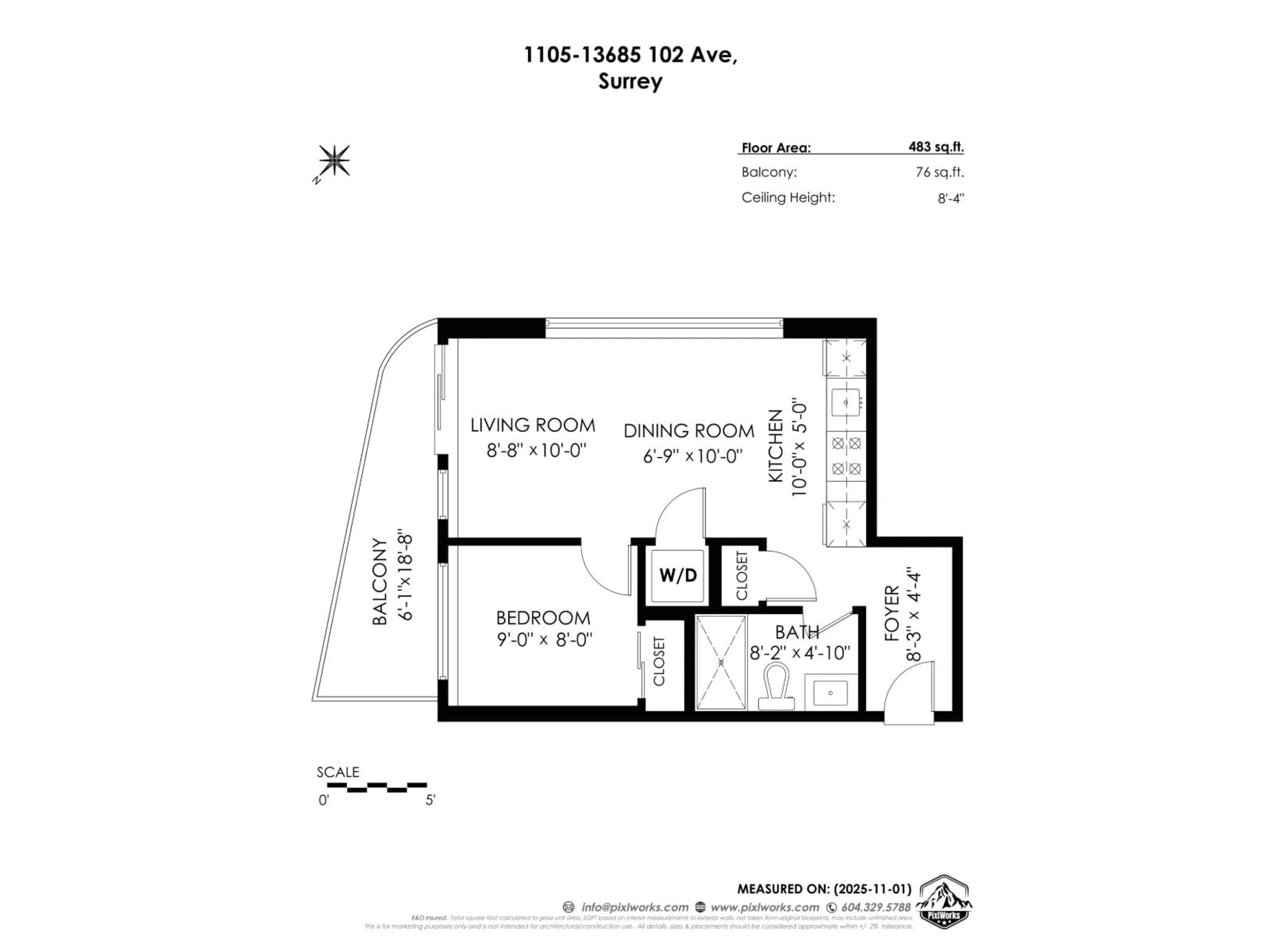 Floor plan for 1105 - 13685 102, Surrey British Columbia V3T1N7