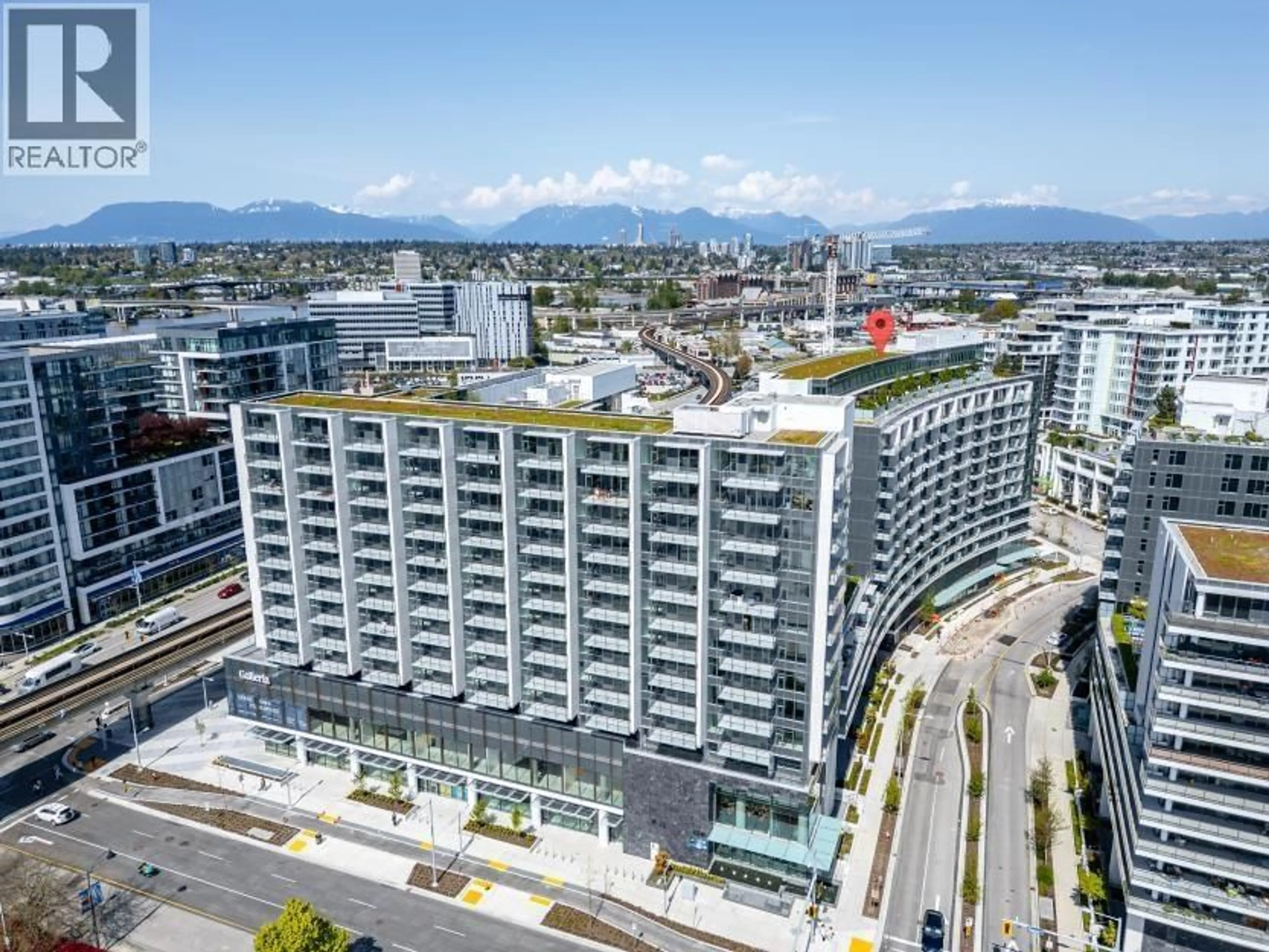 A pic from outside/outdoor area/front of a property/back of a property/a pic from drone, city buildings view from balcony for 581 - 8671 HAZELBRIDGE WAY, Richmond British Columbia V6X1R3