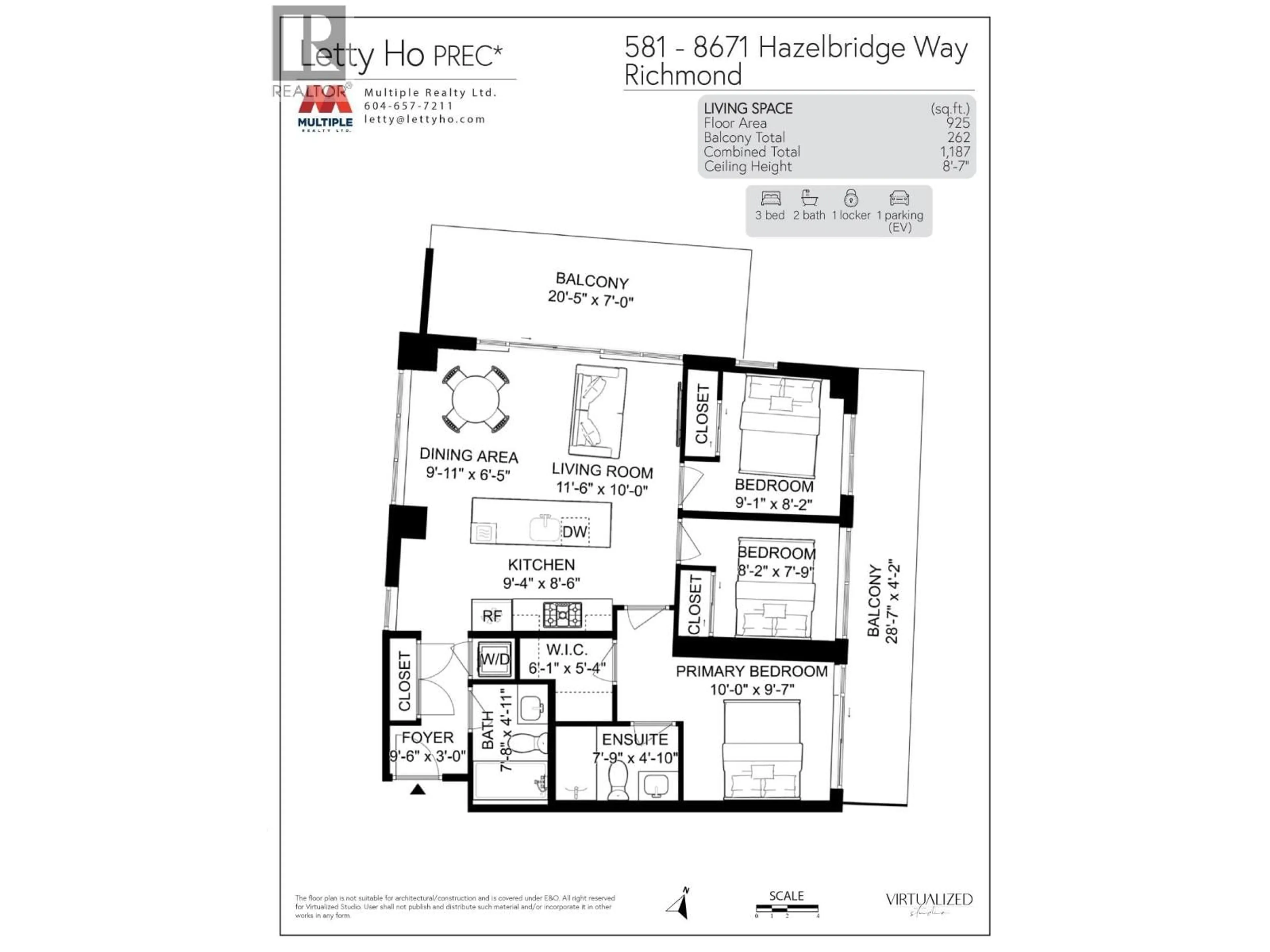 Floor plan for 581 - 8671 HAZELBRIDGE WAY, Richmond British Columbia V6X1R3